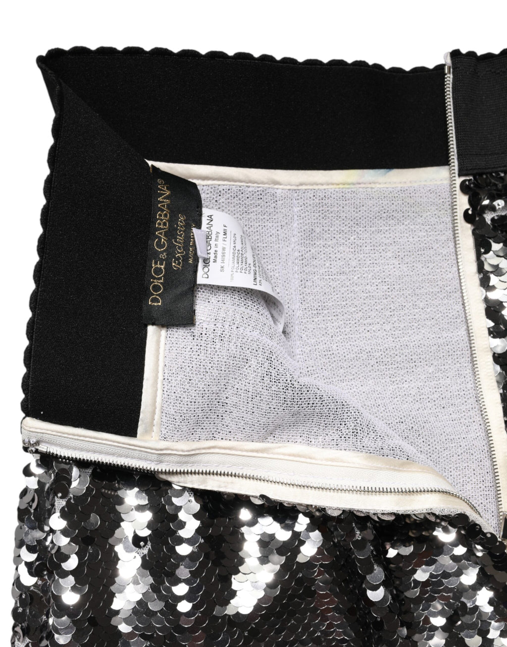 Dolce & Gabbana Metallic Gray Sequin High Waist Mermaid Skirt