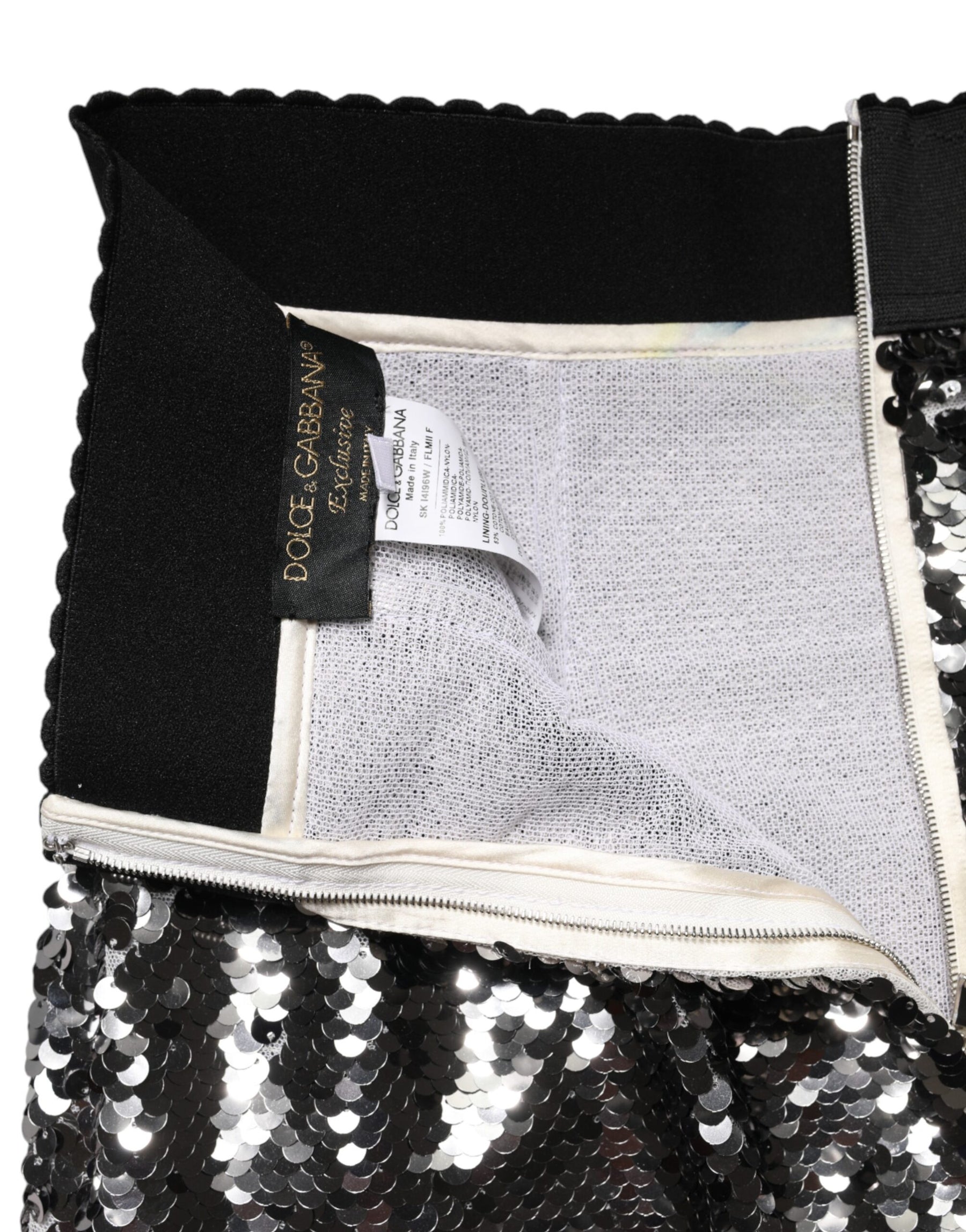 Dolce & Gabbana Metallic Gray Sequin High Waist Mermaid Skirt | Regal Royce