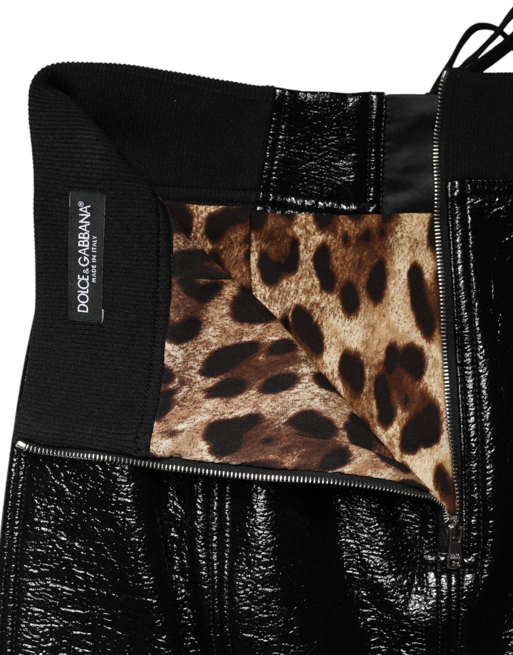 Dolce & Gabbana Black Nylon Eyelet Detail Coated Mini Skirt | Regal Royce