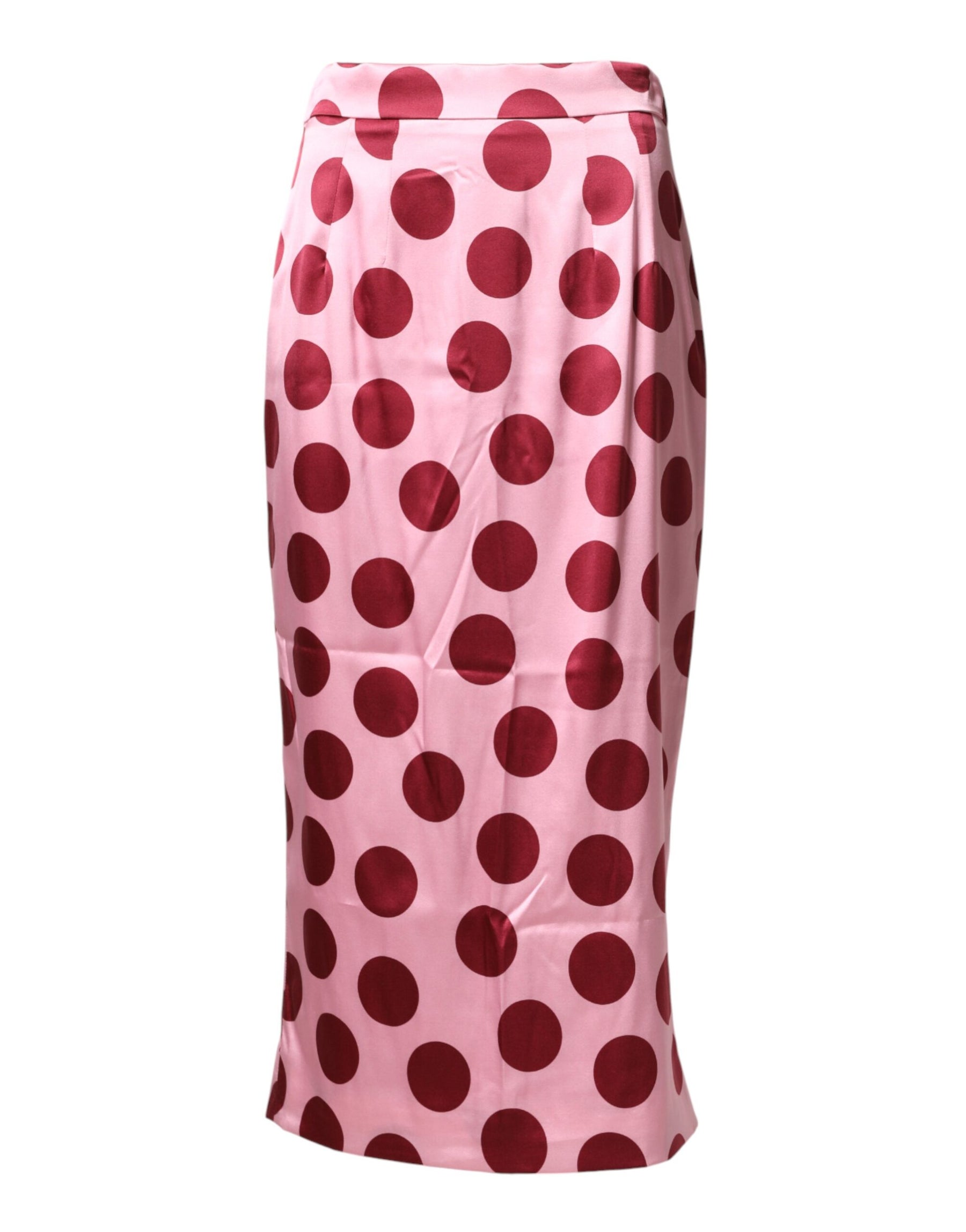 Dolce & Gabbana Pink Polka Dot Silk Pencil Cut Midi Skirt | Regal Royce