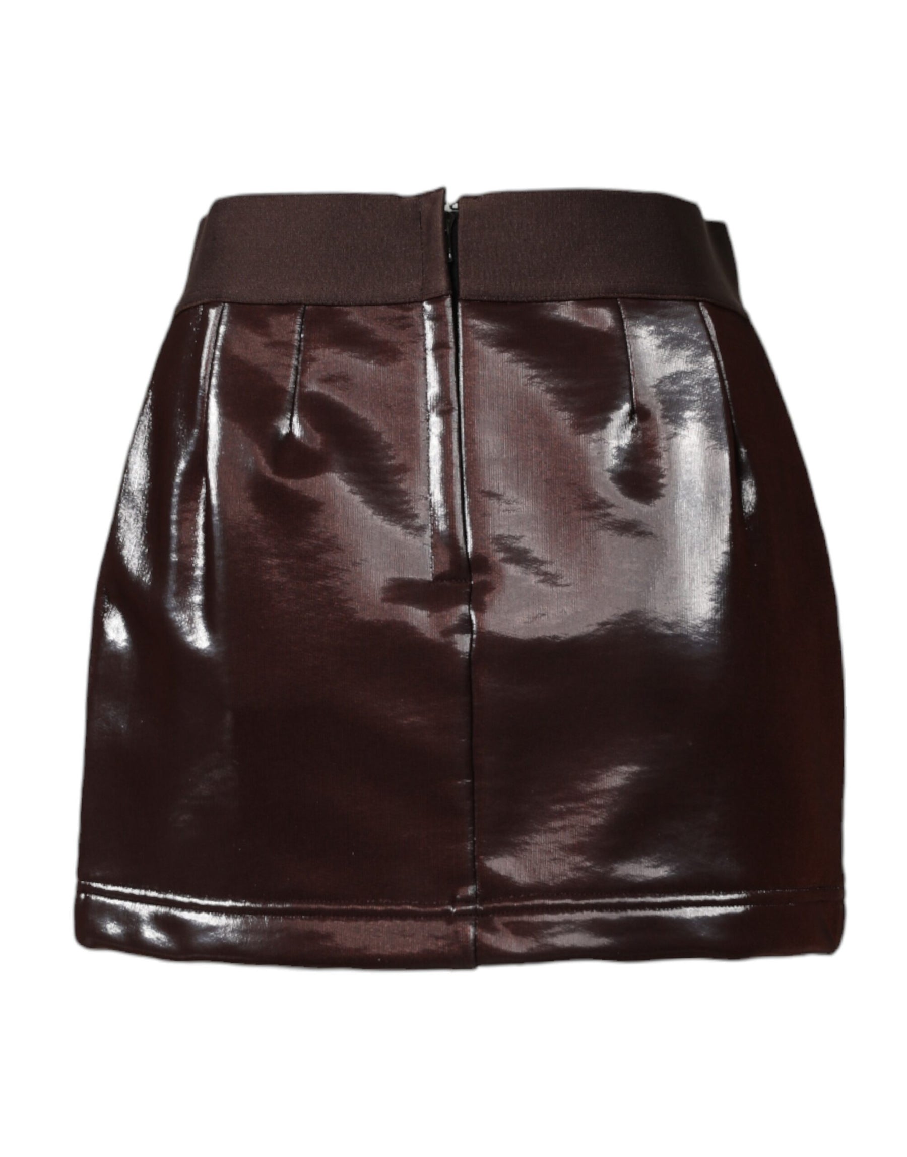 Dolce & Gabbana Dark Brown Cotton Fitted High Waist Mini Skirt | Regal Royce