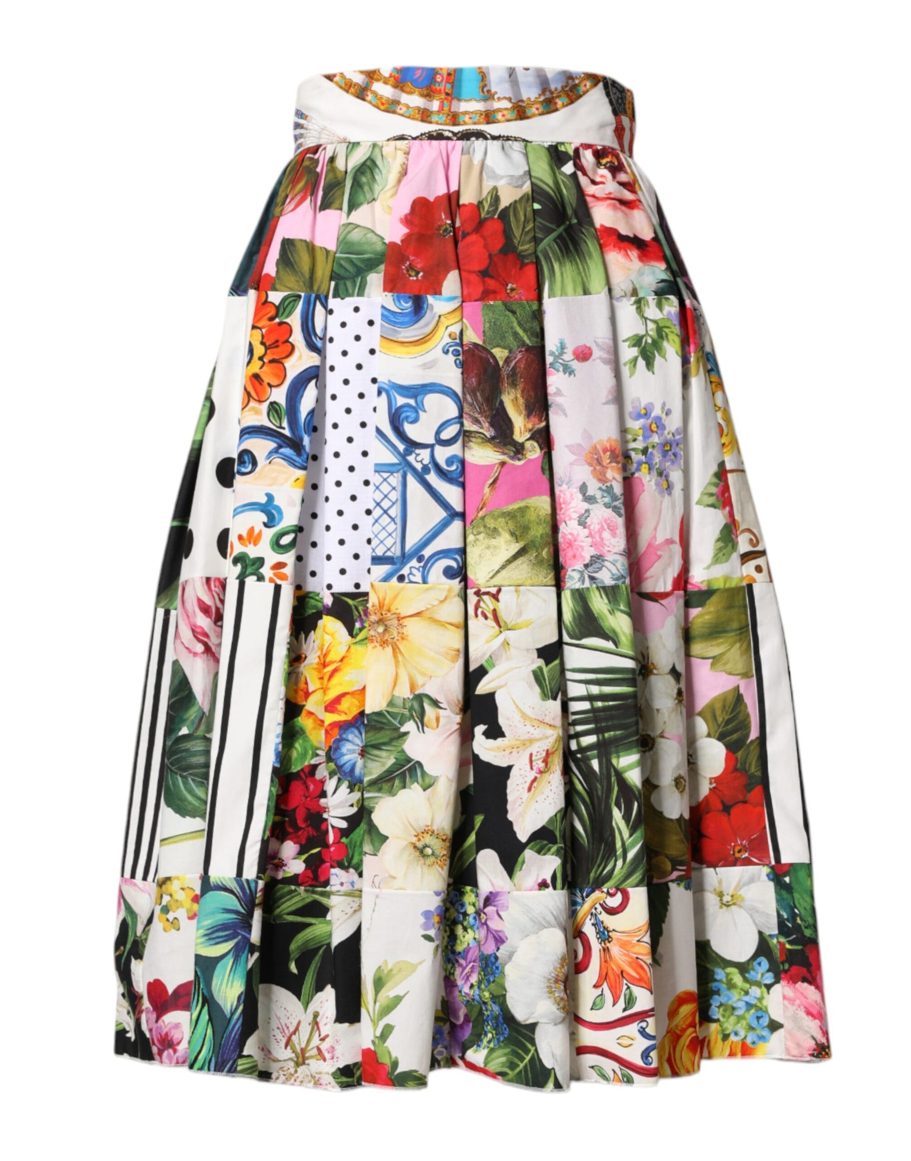 Dolce & Gabbana Multicolor Patchwork High Waist Midi Skirt | Regal Royce