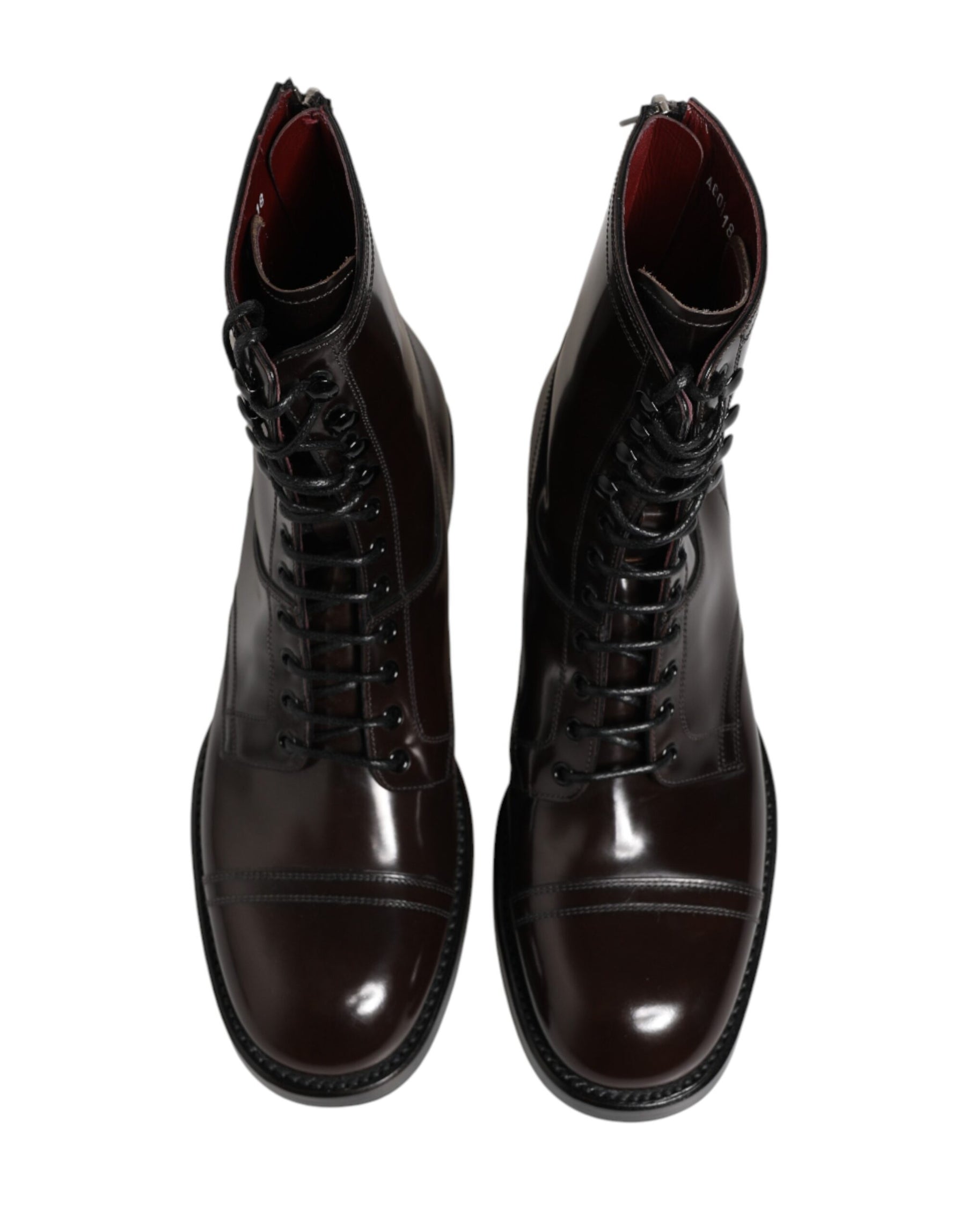 Dolce & Gabbana Black Leather Lace Up Mid Calf Boots Shoes | Regal Royce