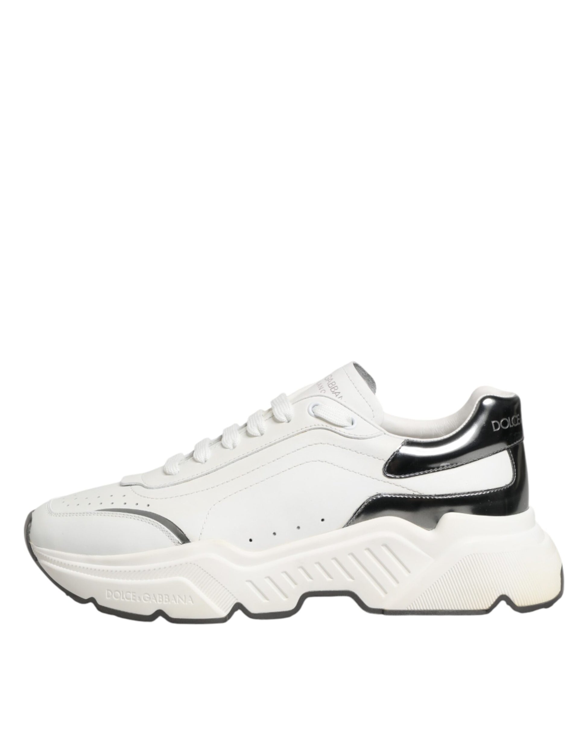 Dolce & Gabbana White Silver Daymaster Low Top Sneakers Shoes