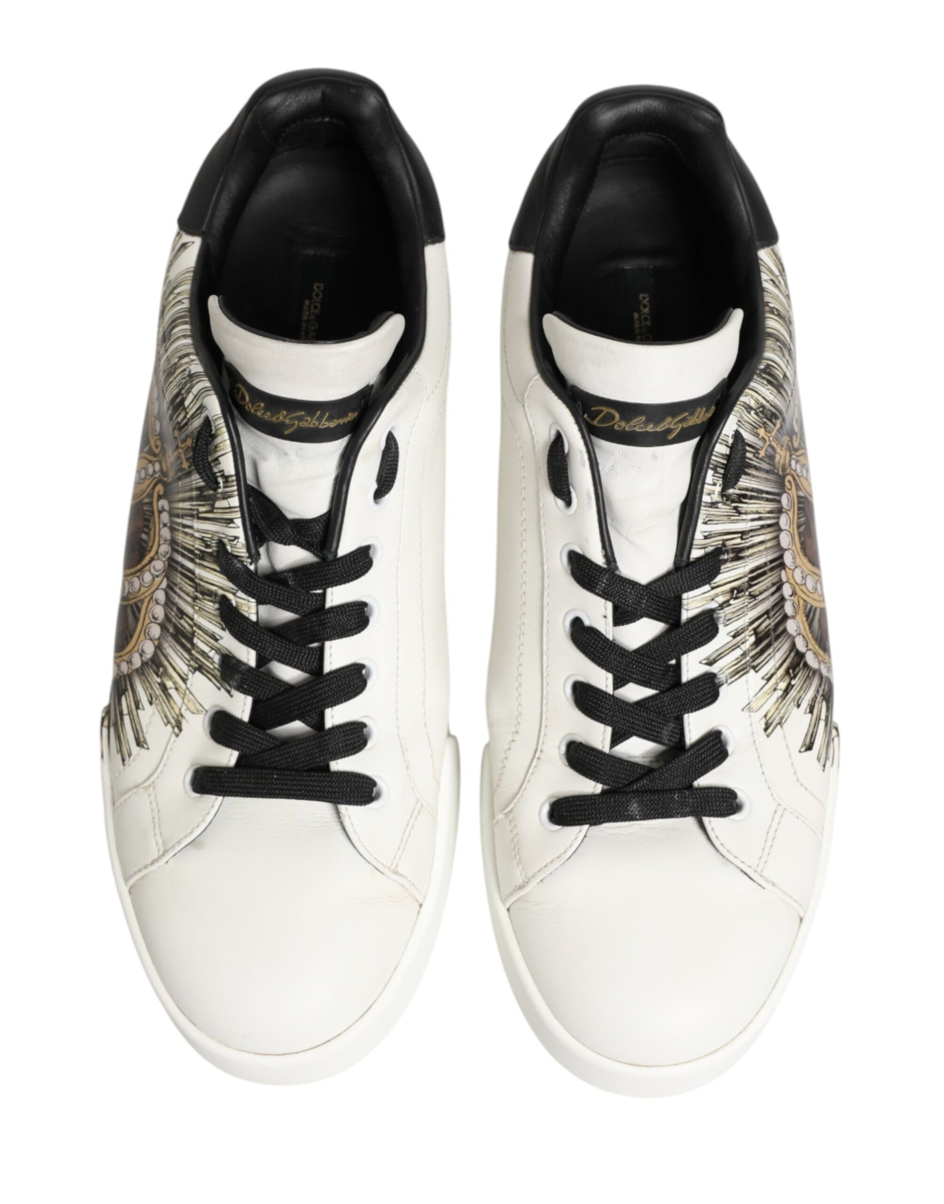 Dolce & Gabbana White Black Crown Low Top Sneakers Men  Shoes