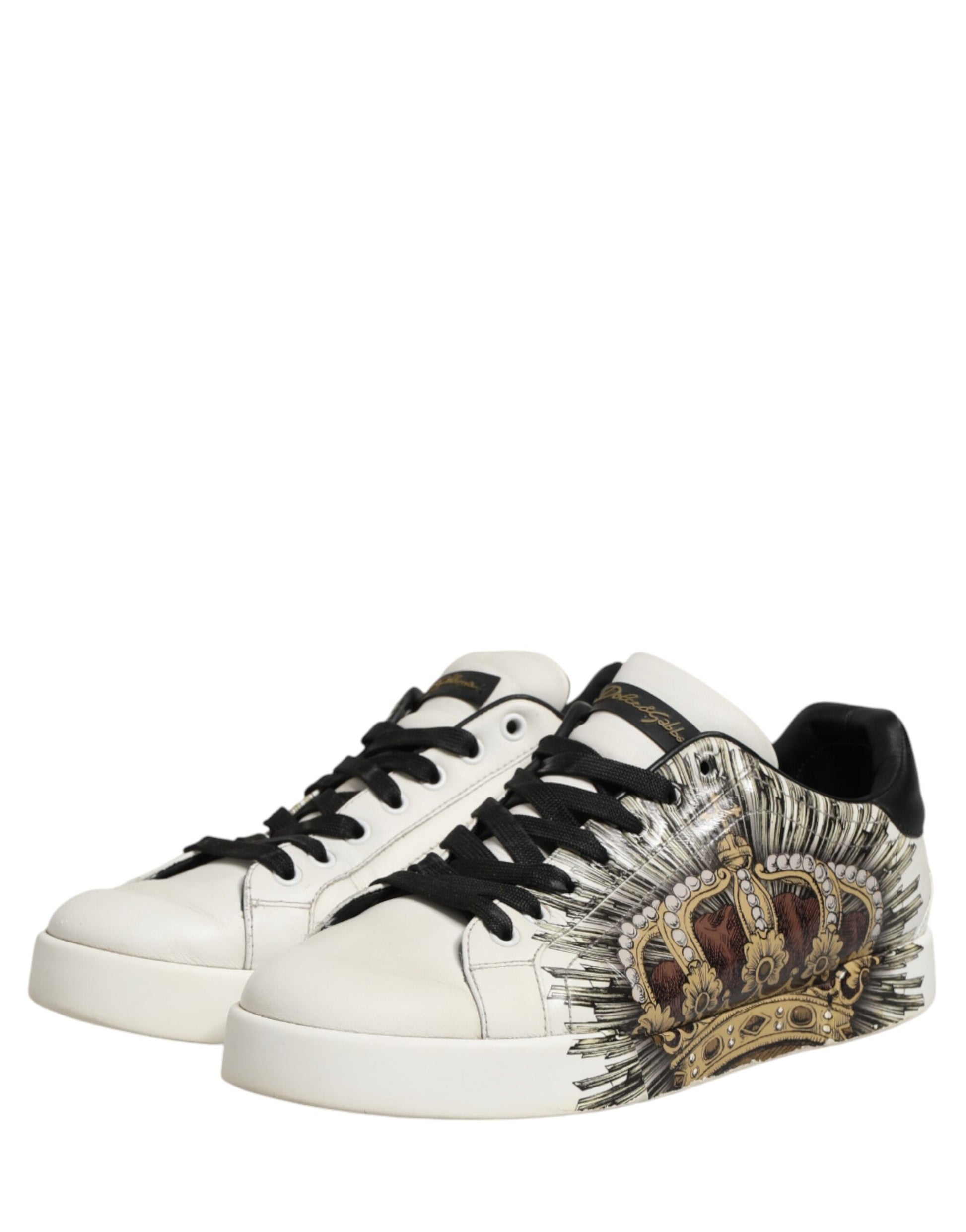 Dolce & Gabbana White Black Crown Low Top Sneakers Men  Shoes