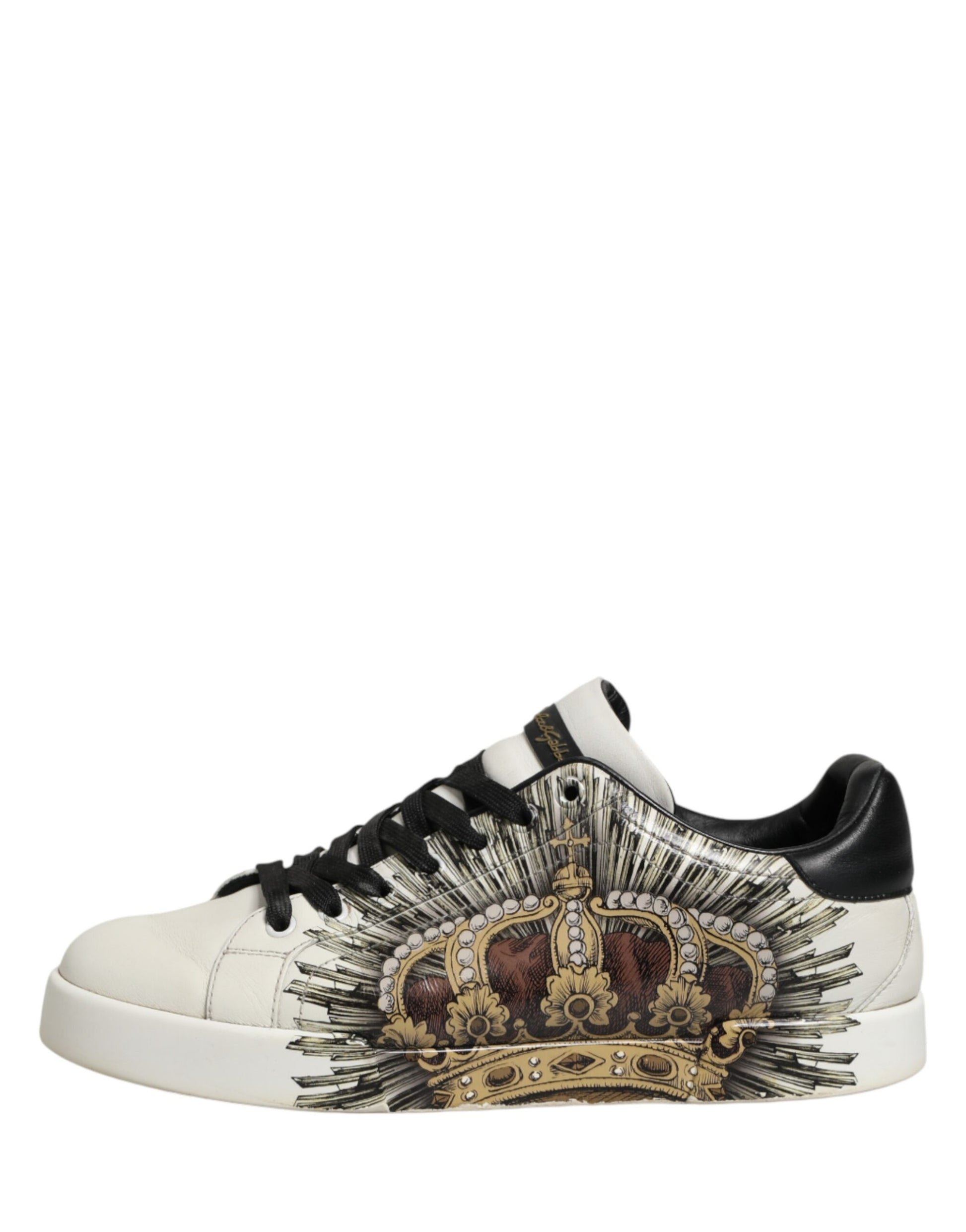 Dolce & Gabbana White Black Crown Low Top Sneakers Men  Shoes