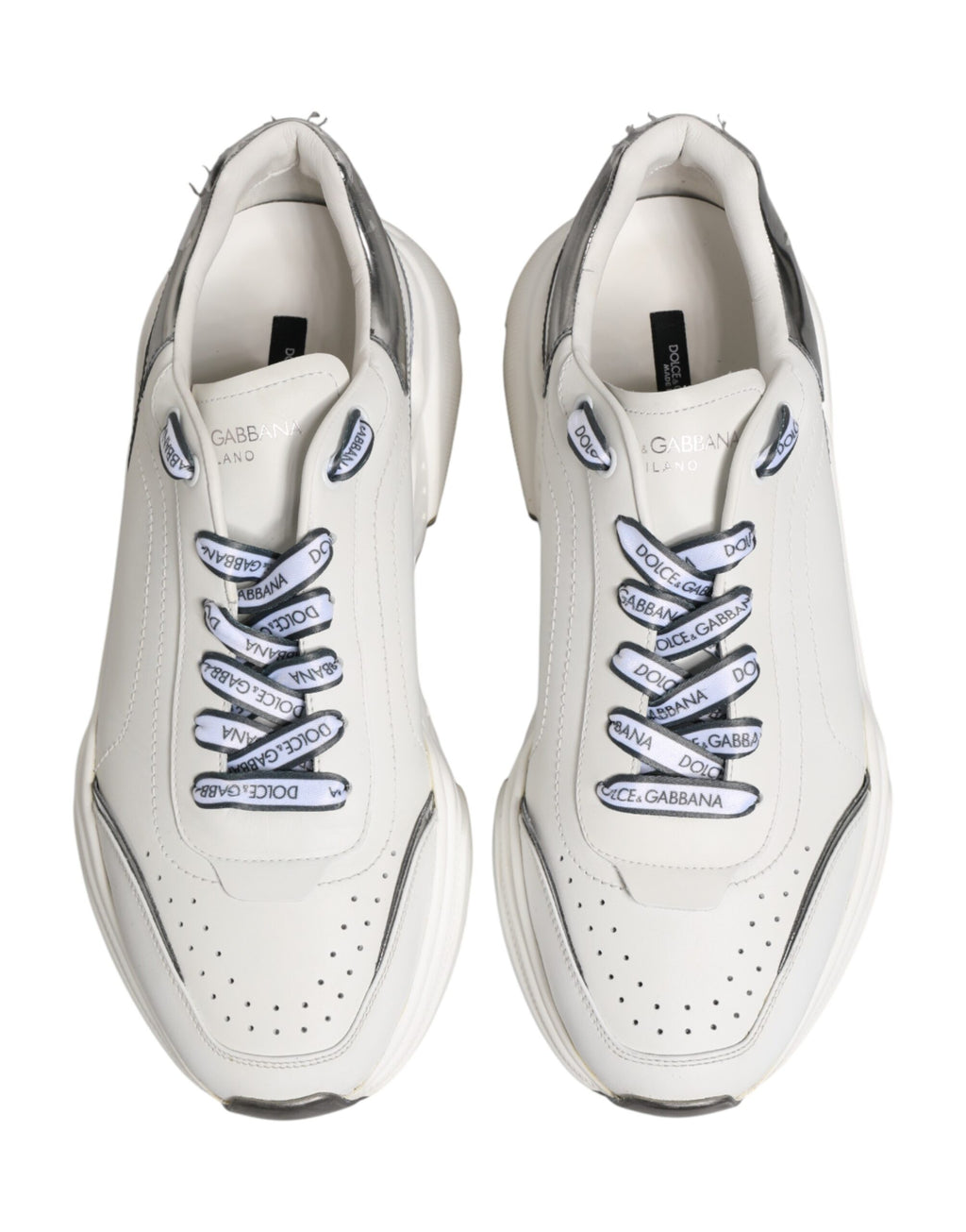 Dolce & Gabbana White Silver Daymaster Low Top Sneakers Shoes