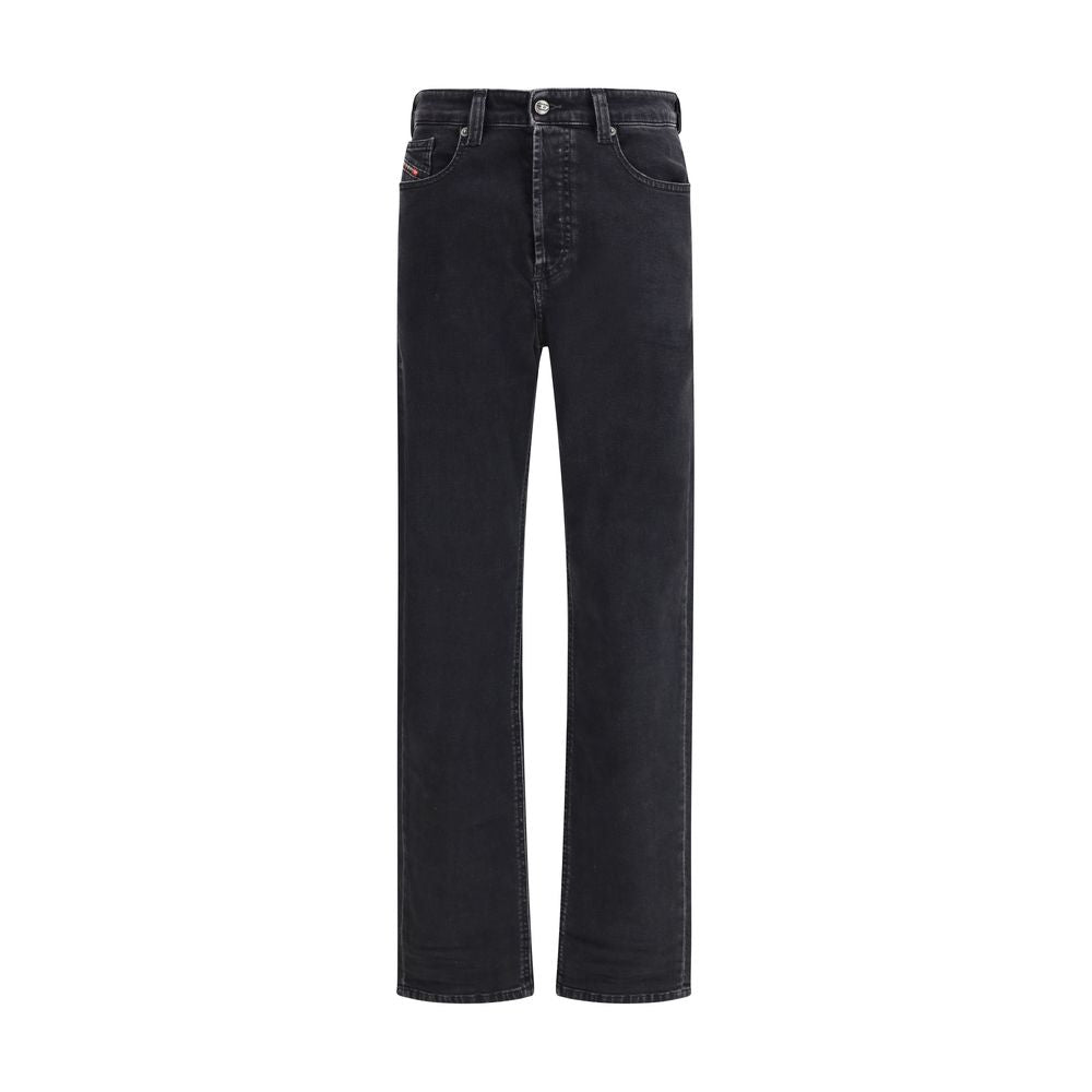 Diesel Black Cotton Relaxed Fit Jeans