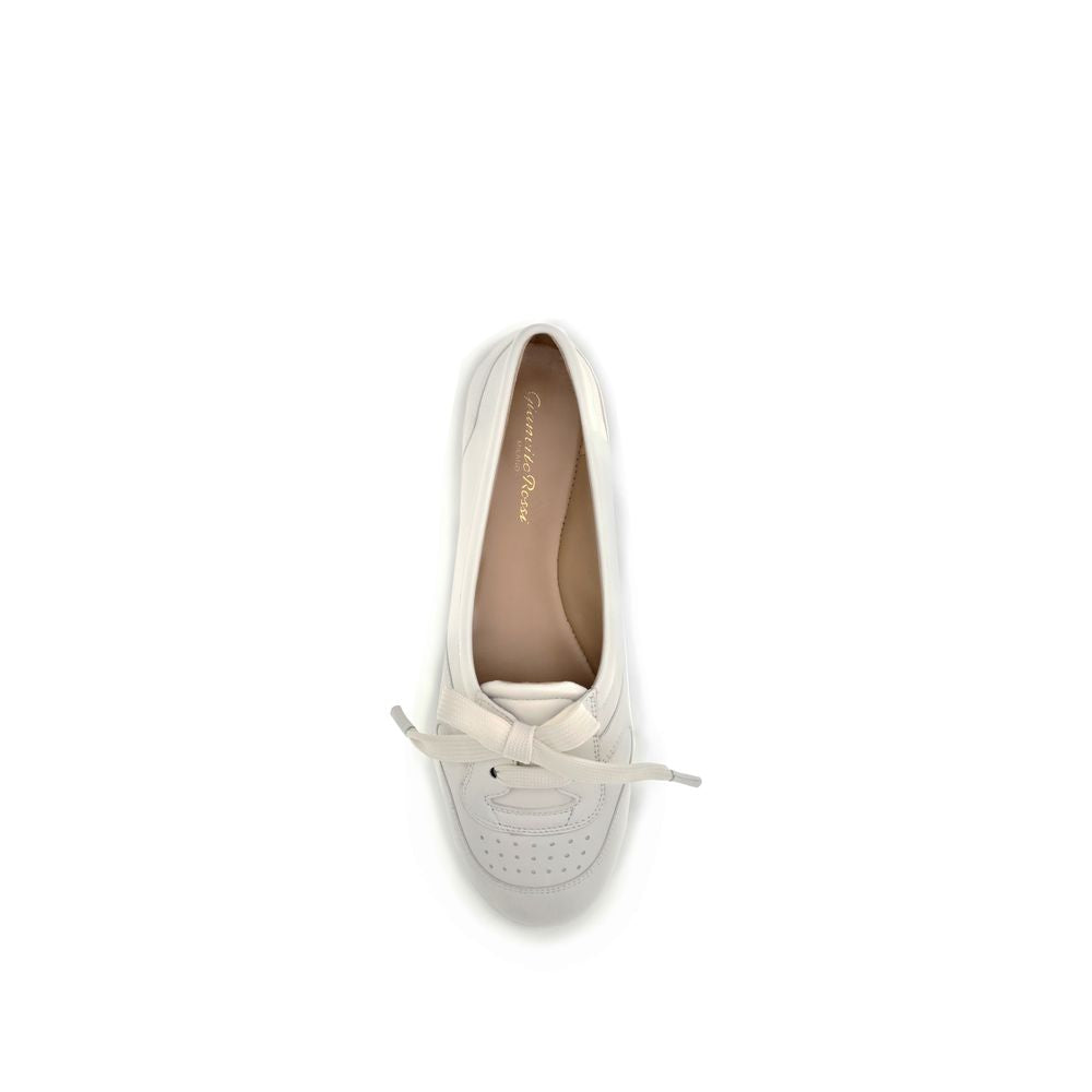Gianvito Rossi White Calf Leather Bos Taurus Ballet Flats | Regal Royce