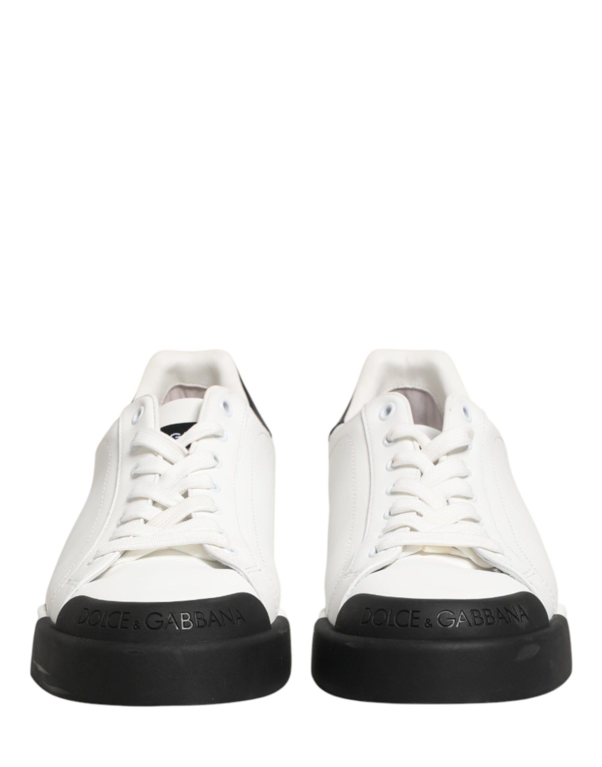 Dolce & Gabbana Black White Leather Low Top Sneakers Shoes