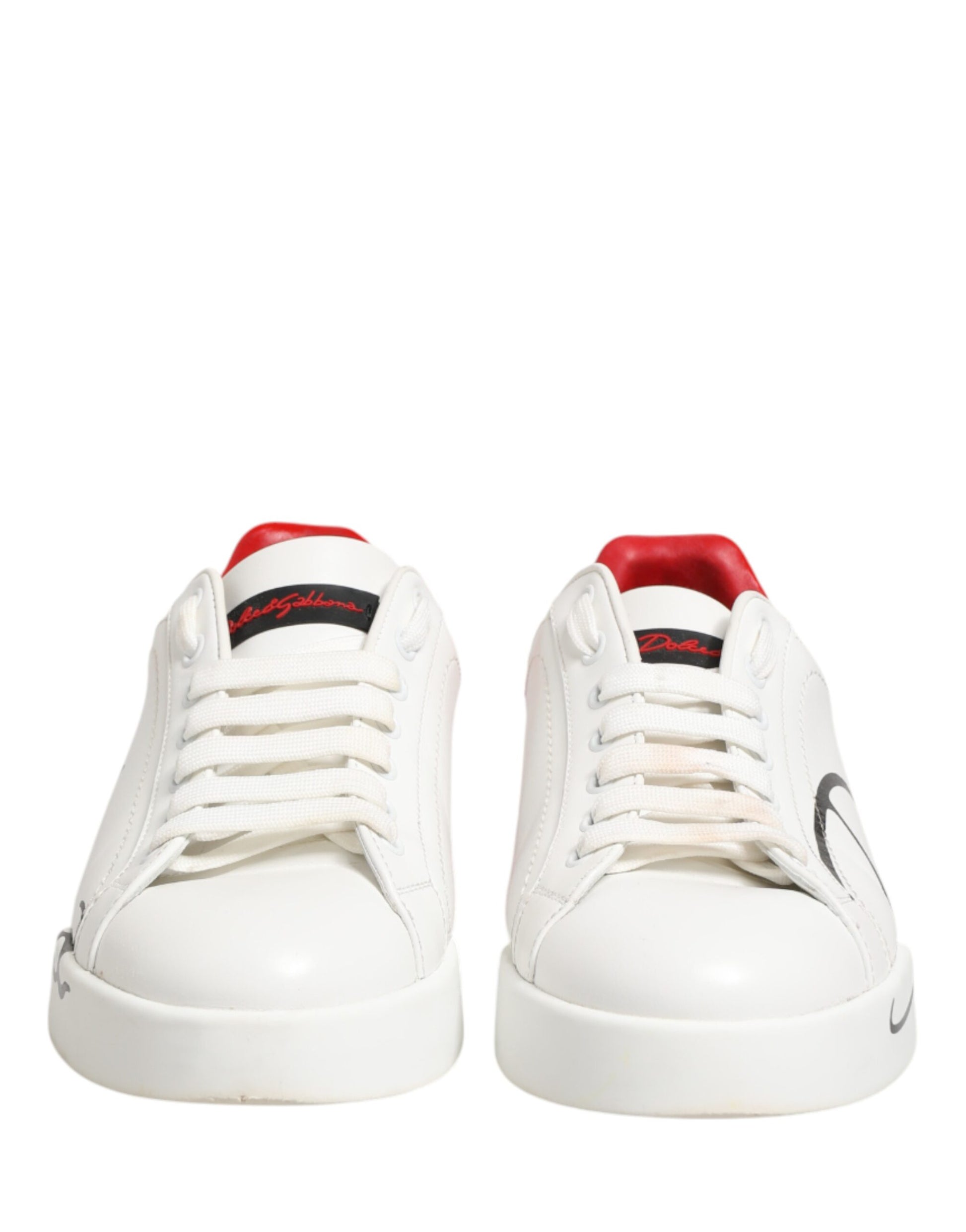 Dolce & Gabbana White Red Portofino Low Top Men Sneakers Shoes | Regal Royce
