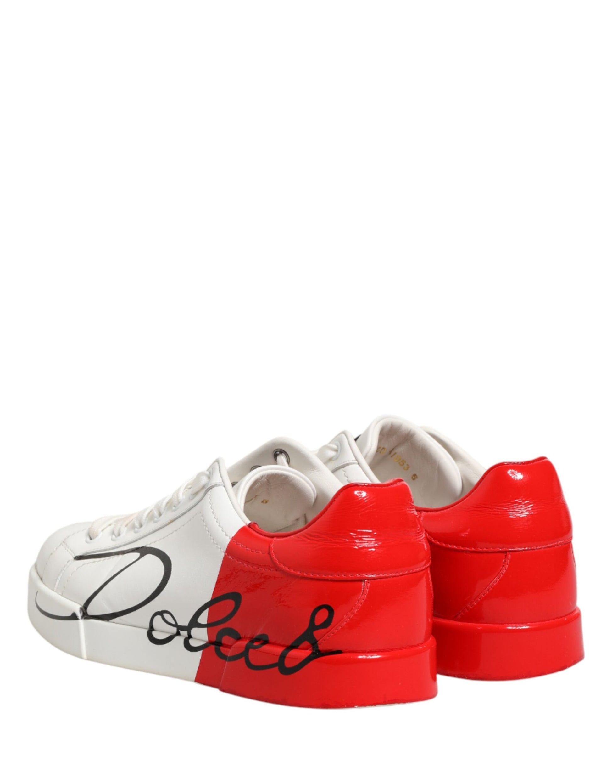 Dolce & Gabbana White Red Portofino Low Top Men Sneakers Shoes | Regal Royce
