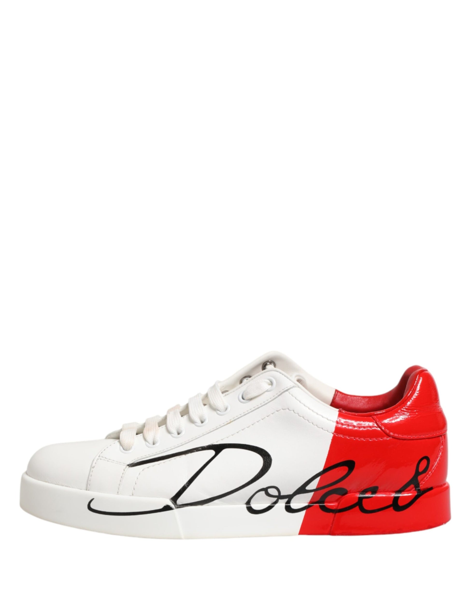 Dolce & Gabbana White Red Portofino Low Top Men Sneakers Shoes | Regal Royce