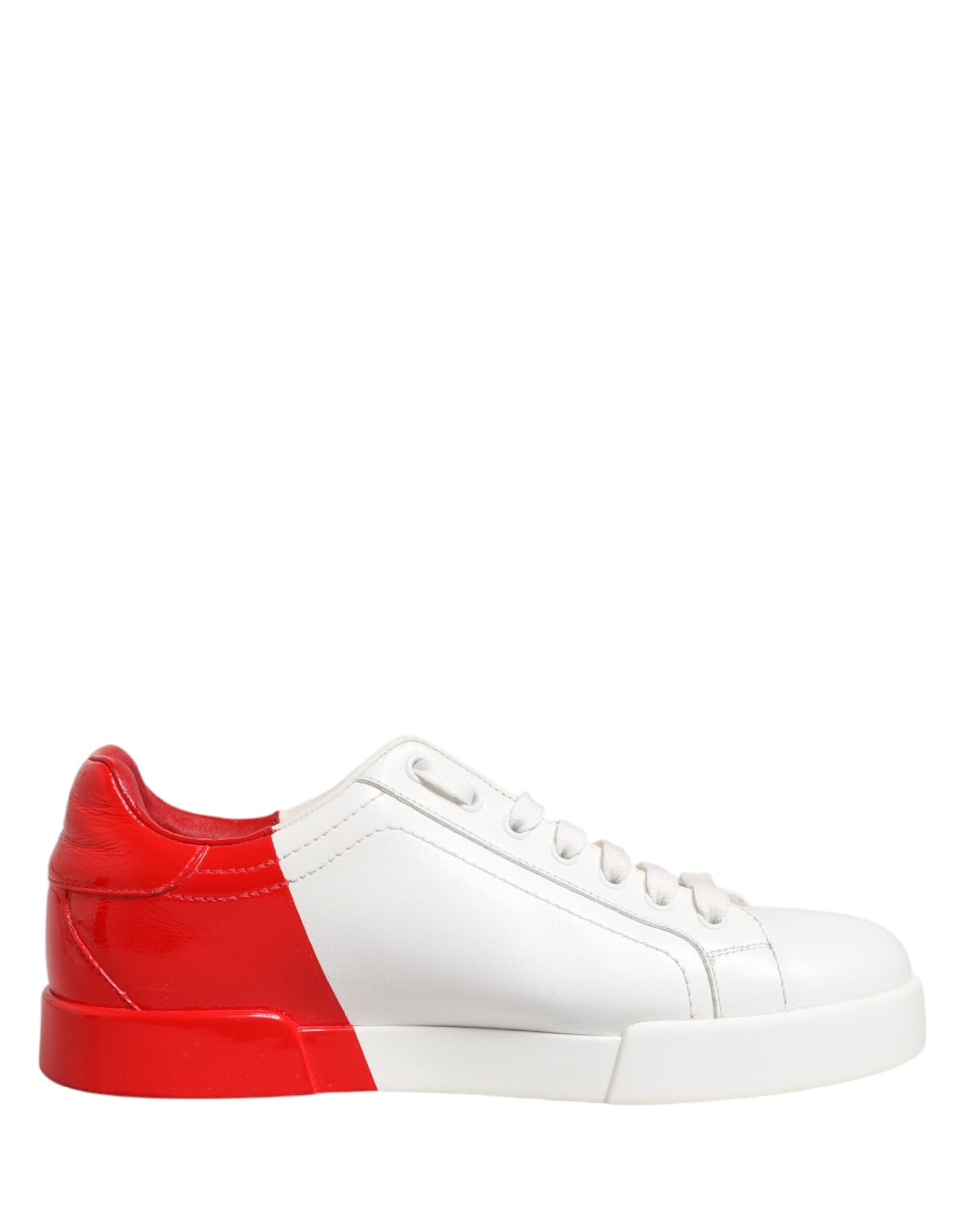Dolce & Gabbana White Red Portofino Low Top Men Sneakers Shoes | Regal Royce