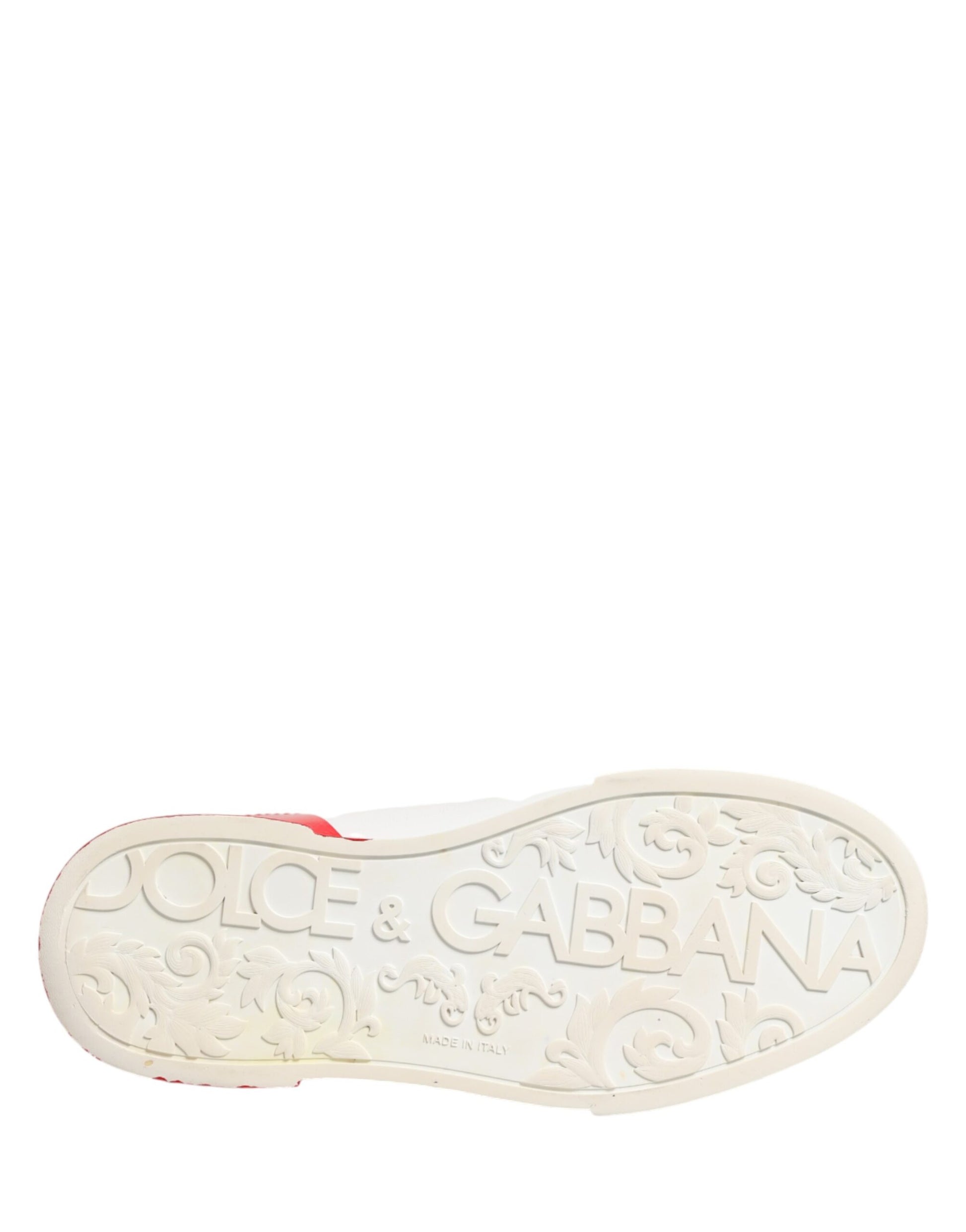 Dolce & Gabbana White Red Portofino Low Top Men Sneakers Shoes | Regal Royce