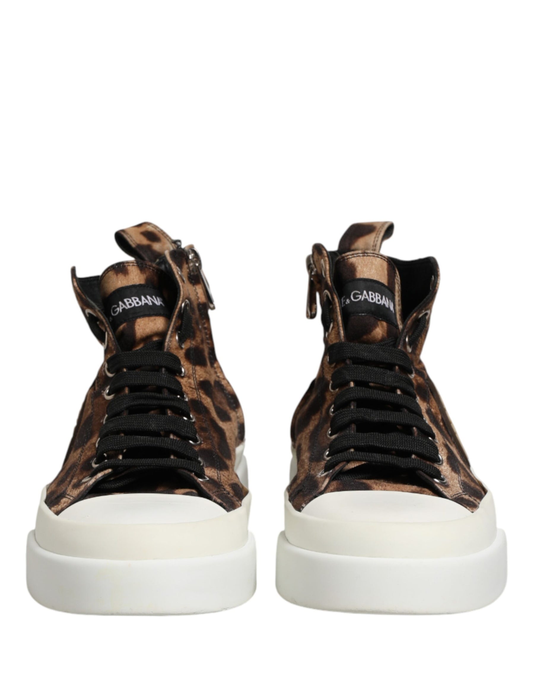 Dolce & Gabbana Brown Leopard Cotton High Top Sneakers  Shoes | Regal Royce