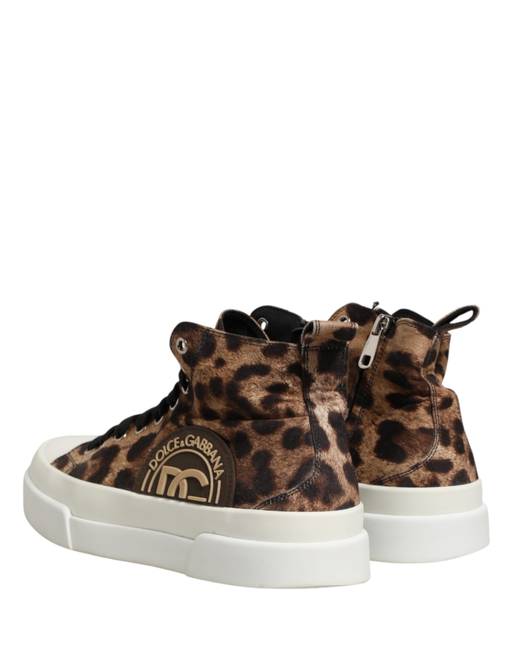 Dolce & Gabbana Brown Leopard Cotton High Top Sneakers  Shoes | Regal Royce