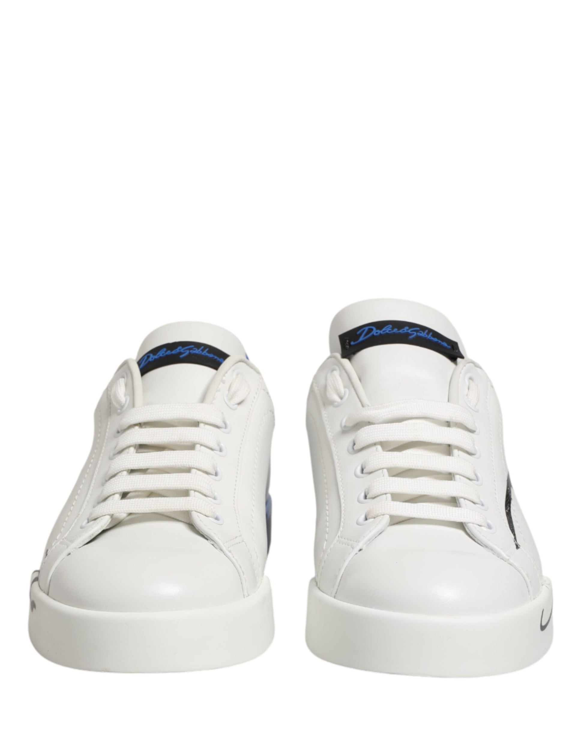 Dolce & Gabbana White Blue Portofino Low Top Sneakers Shoes | Regal Royce