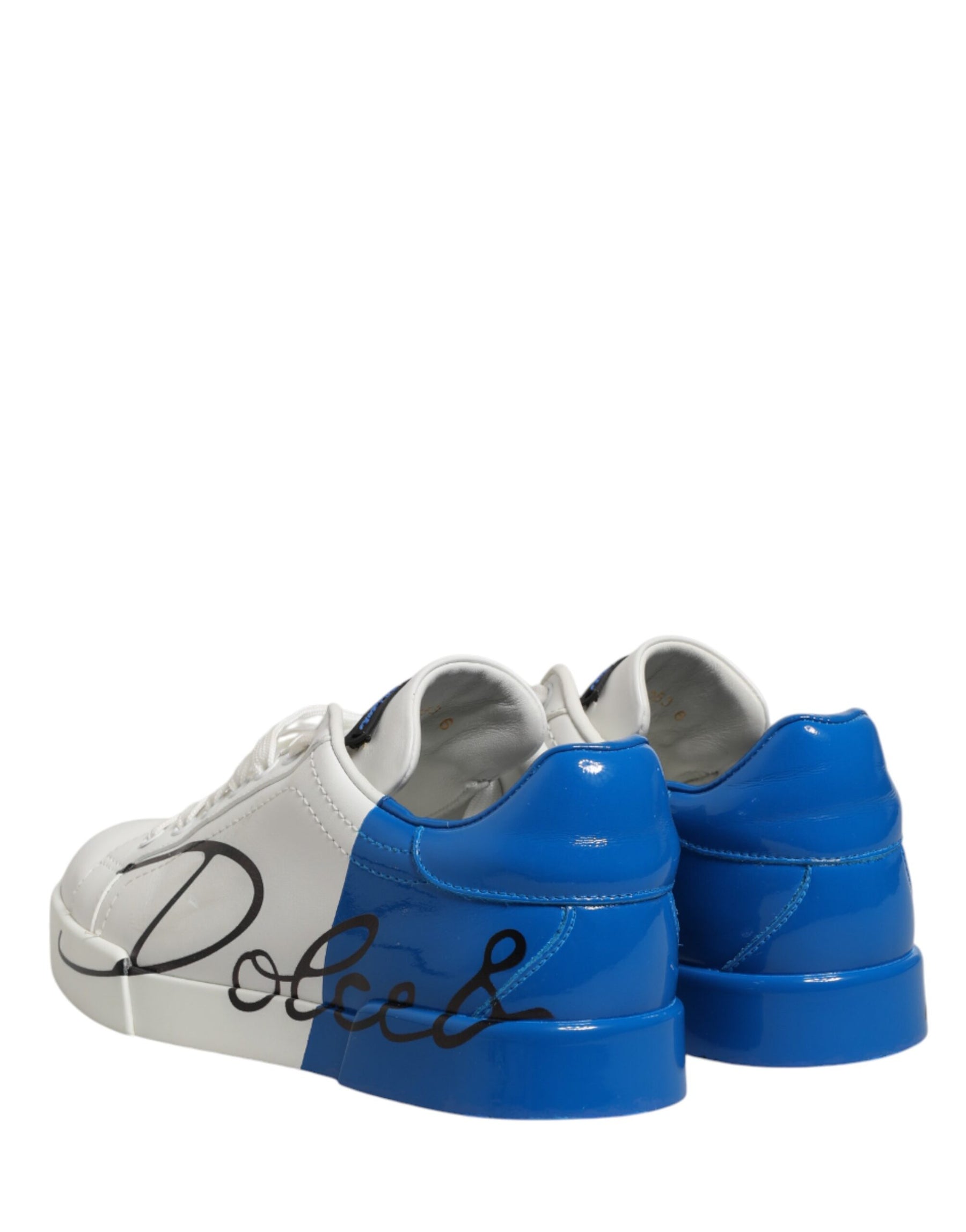 Dolce & Gabbana White Blue Portofino Low Top Sneakers Shoes | Regal Royce