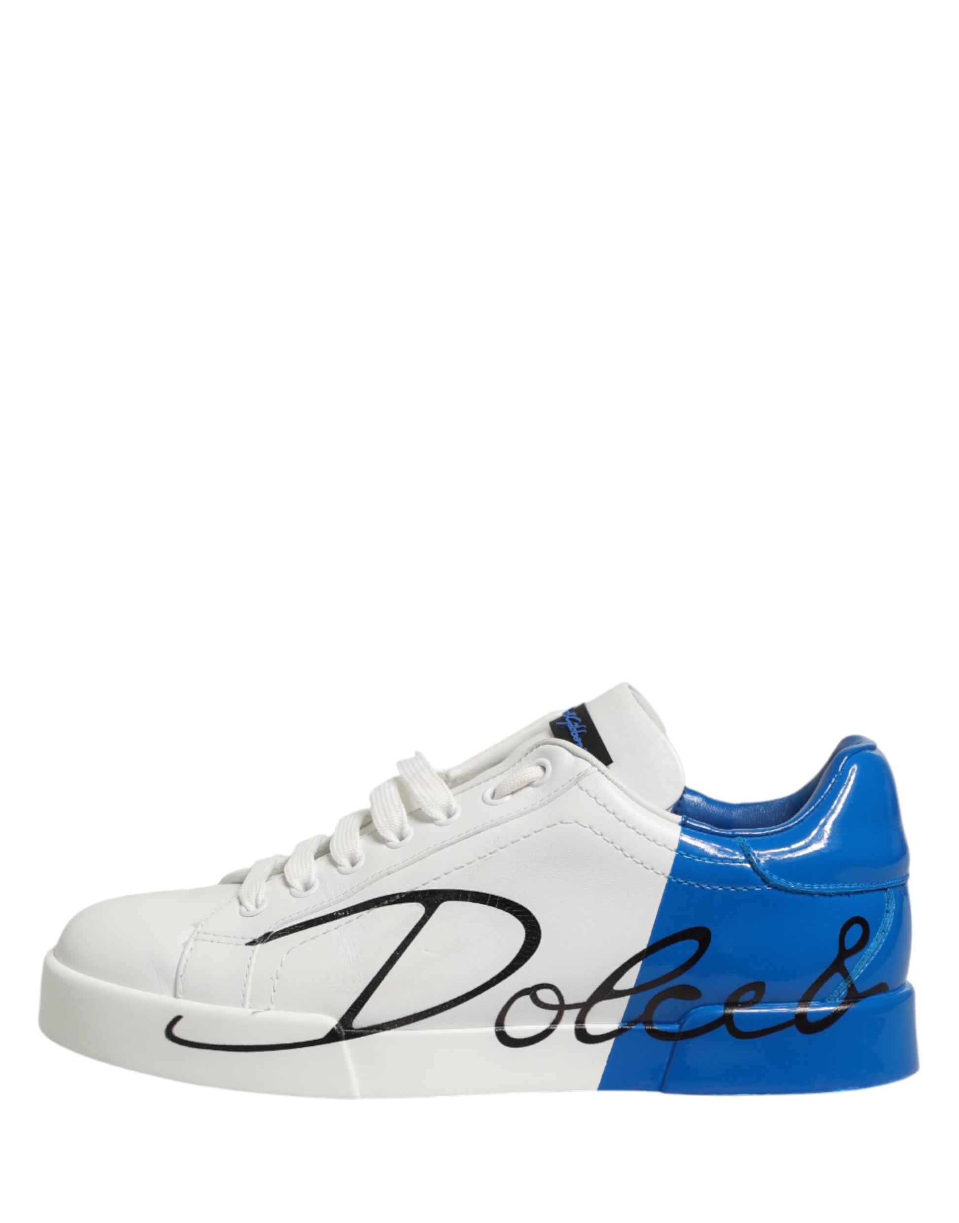 Dolce & Gabbana White Blue Portofino Low Top Sneakers Shoes | Regal Royce