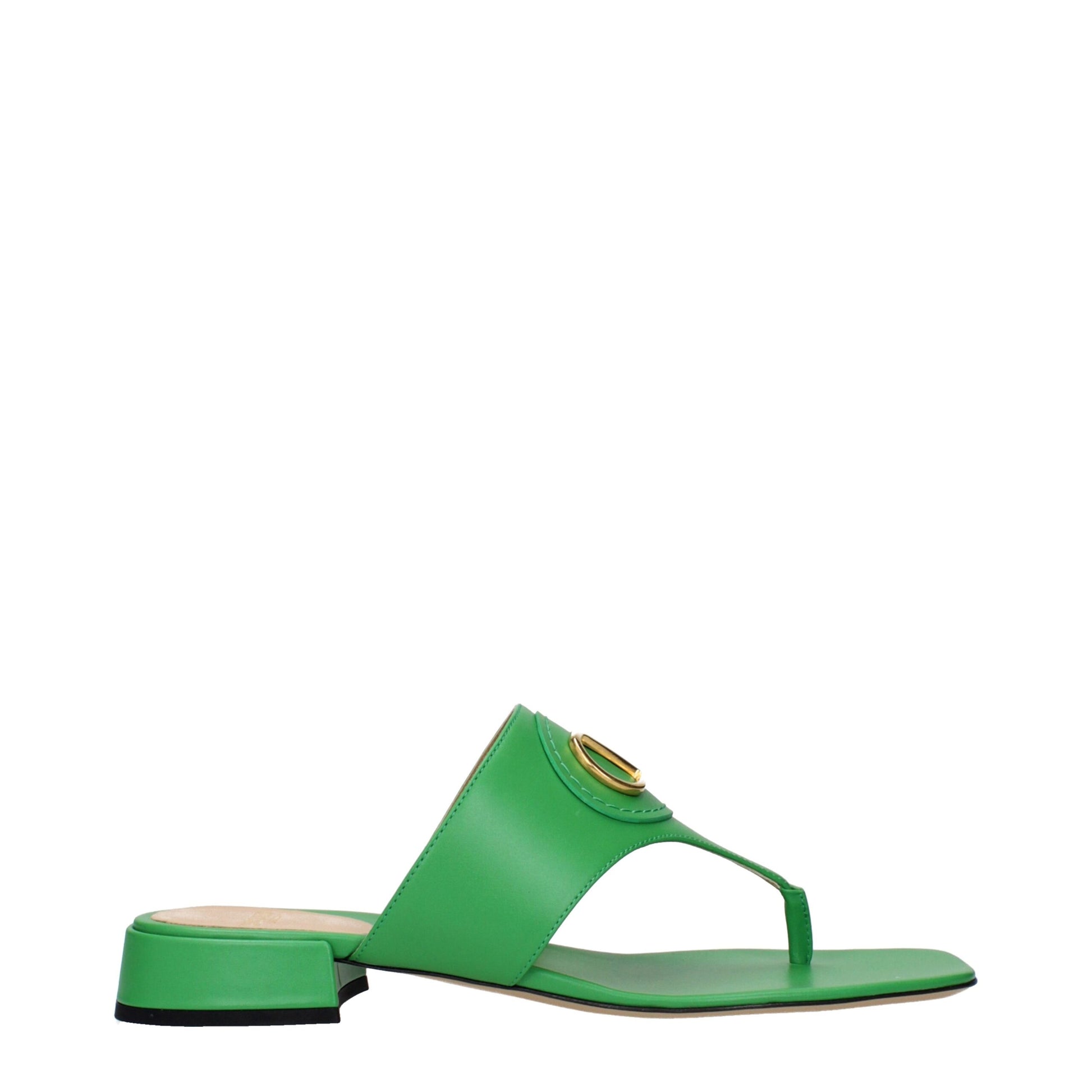 Valentino Garavani Green Leather Flip-Flop Sandals | Regal Royce