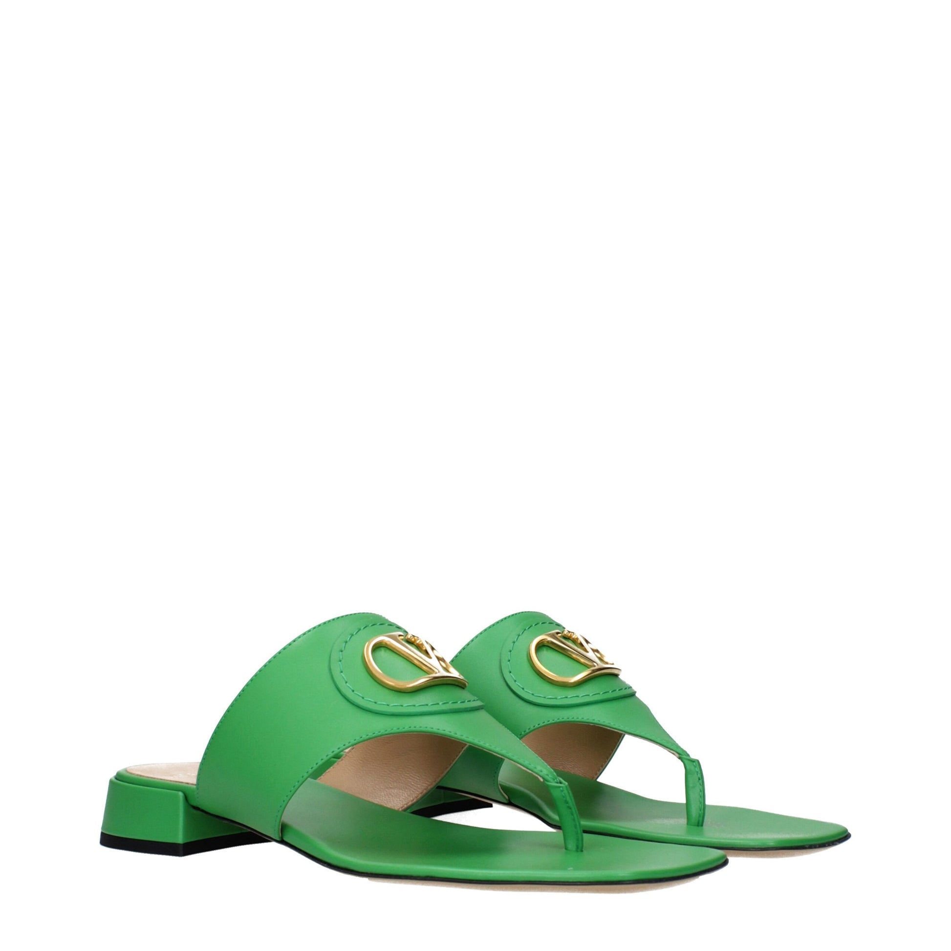 Valentino Garavani Green Leather Flip-Flop Sandals | Regal Royce