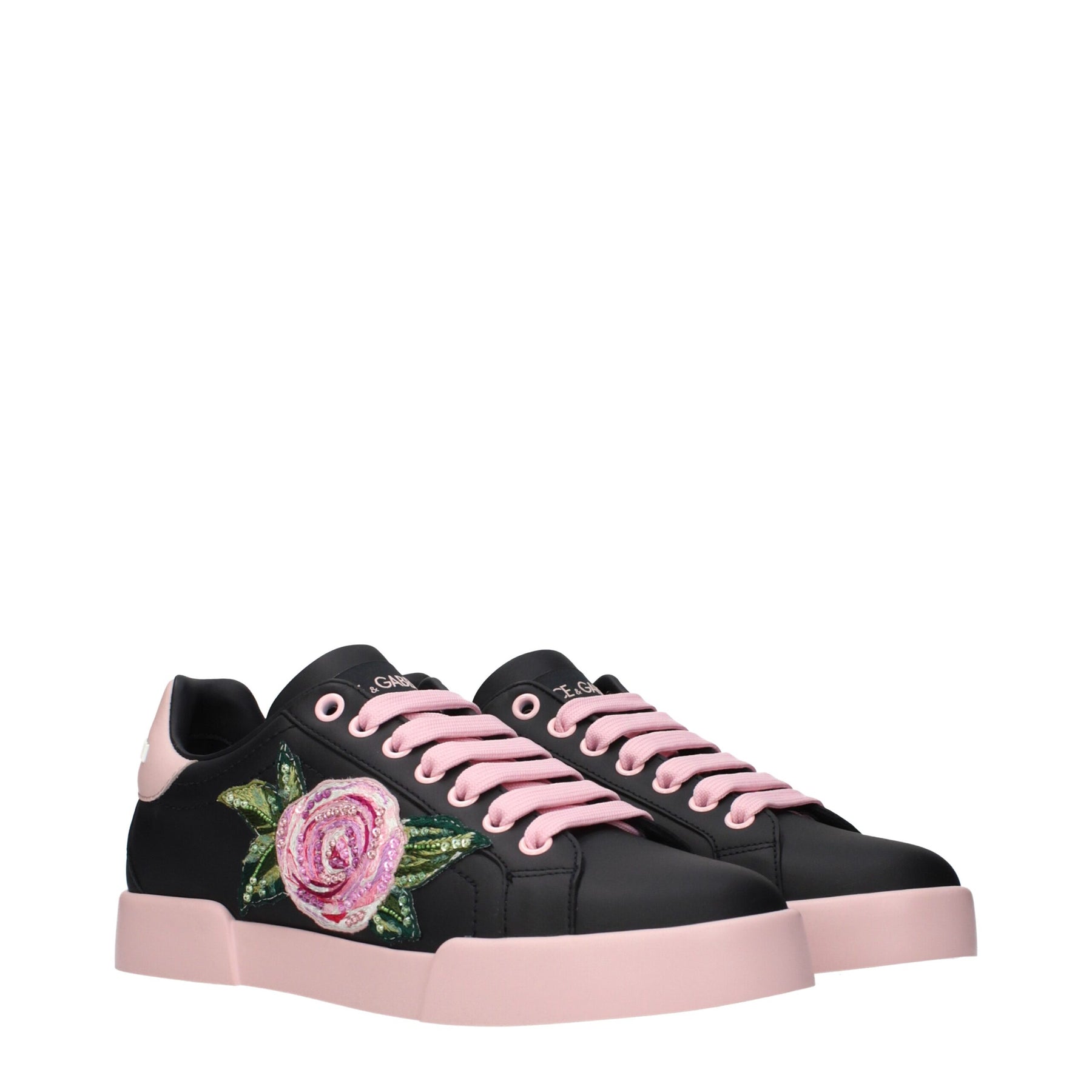 Dolce & Gabbana Black Leather Sneakers | Regal Royce
