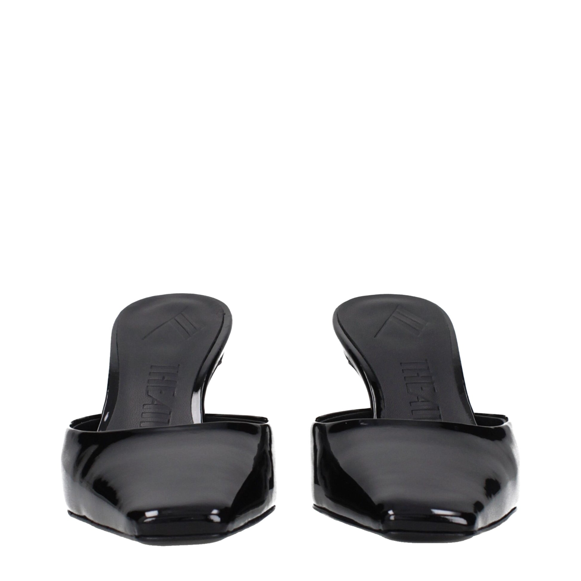 The Attico Black Leather Flat Sandals | Regal Royce