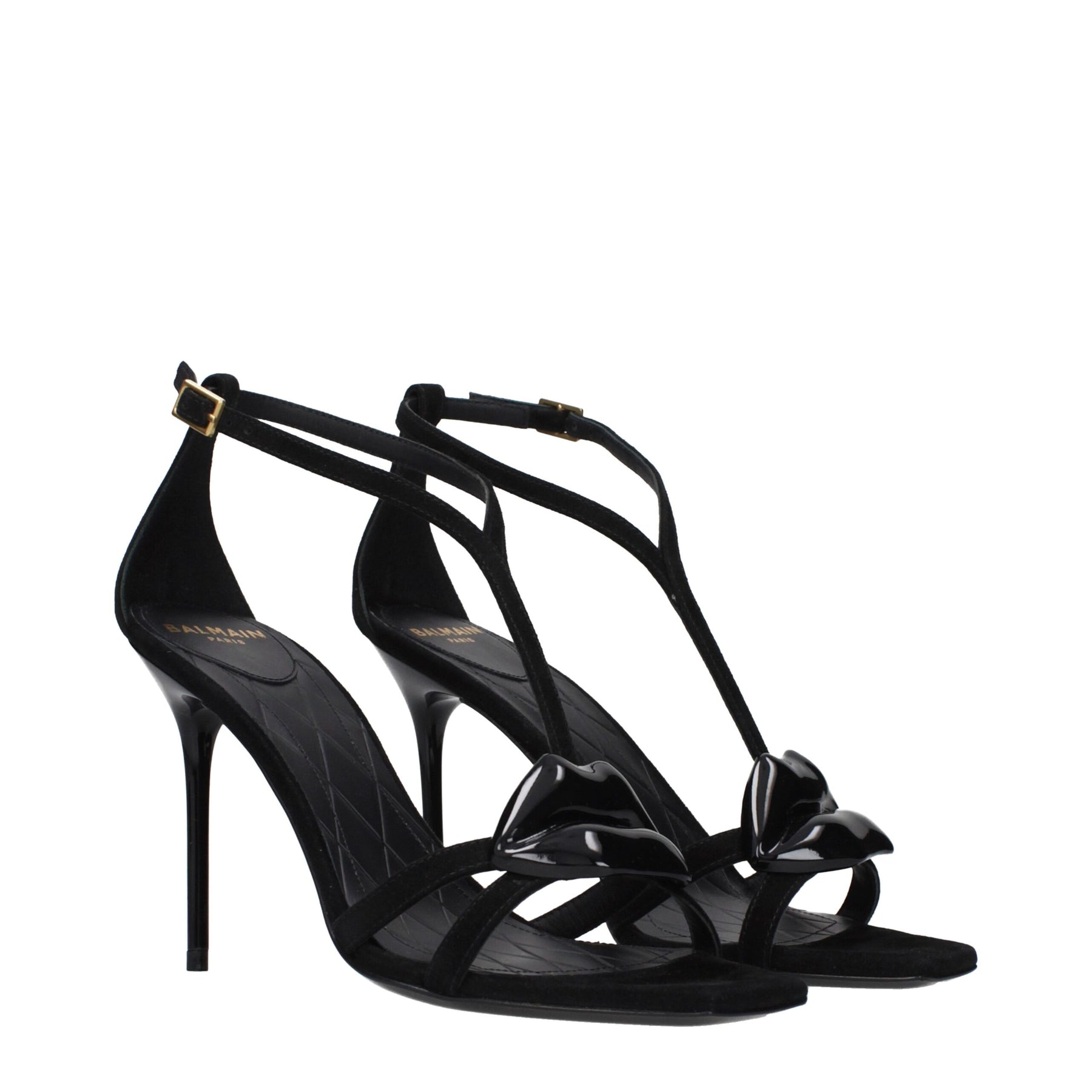 Balmain Black Leather Stiletto Heel Sandals | Regal Royce