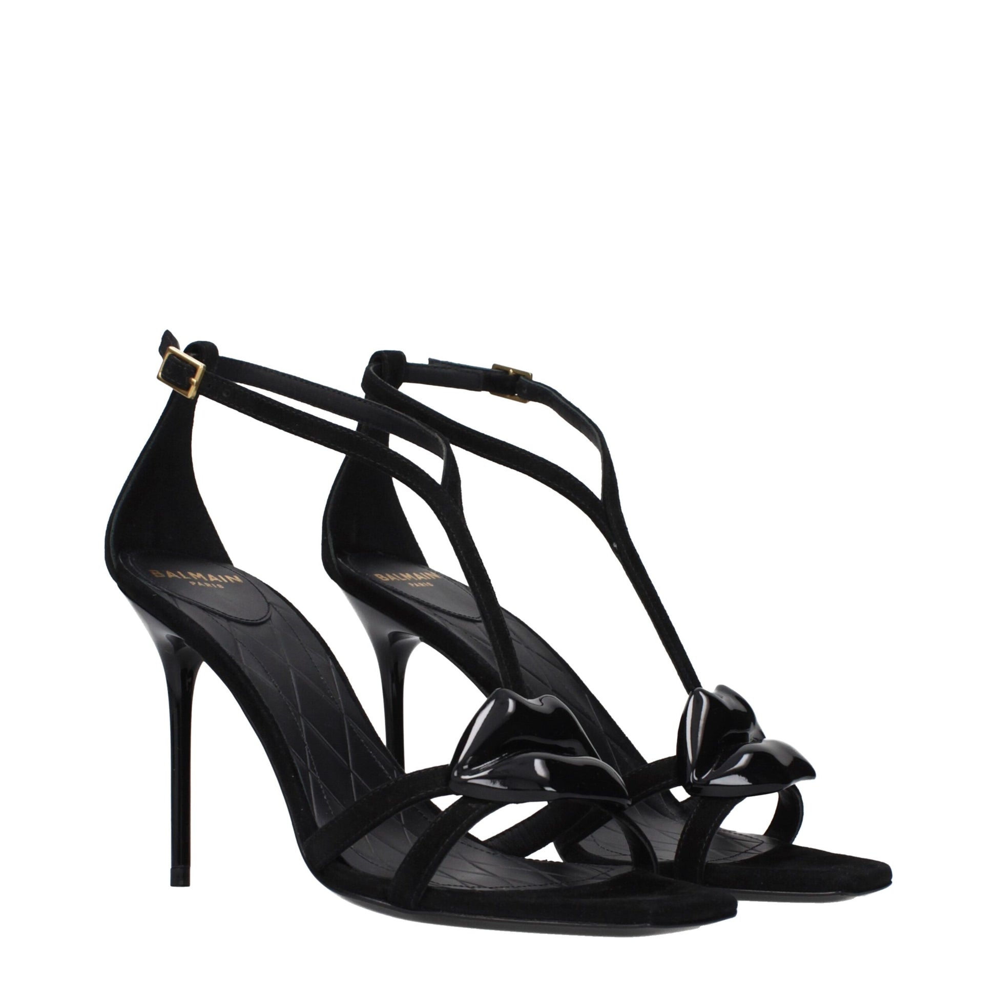 Balmain Black Leather Stiletto Heel Sandals | Regal Royce