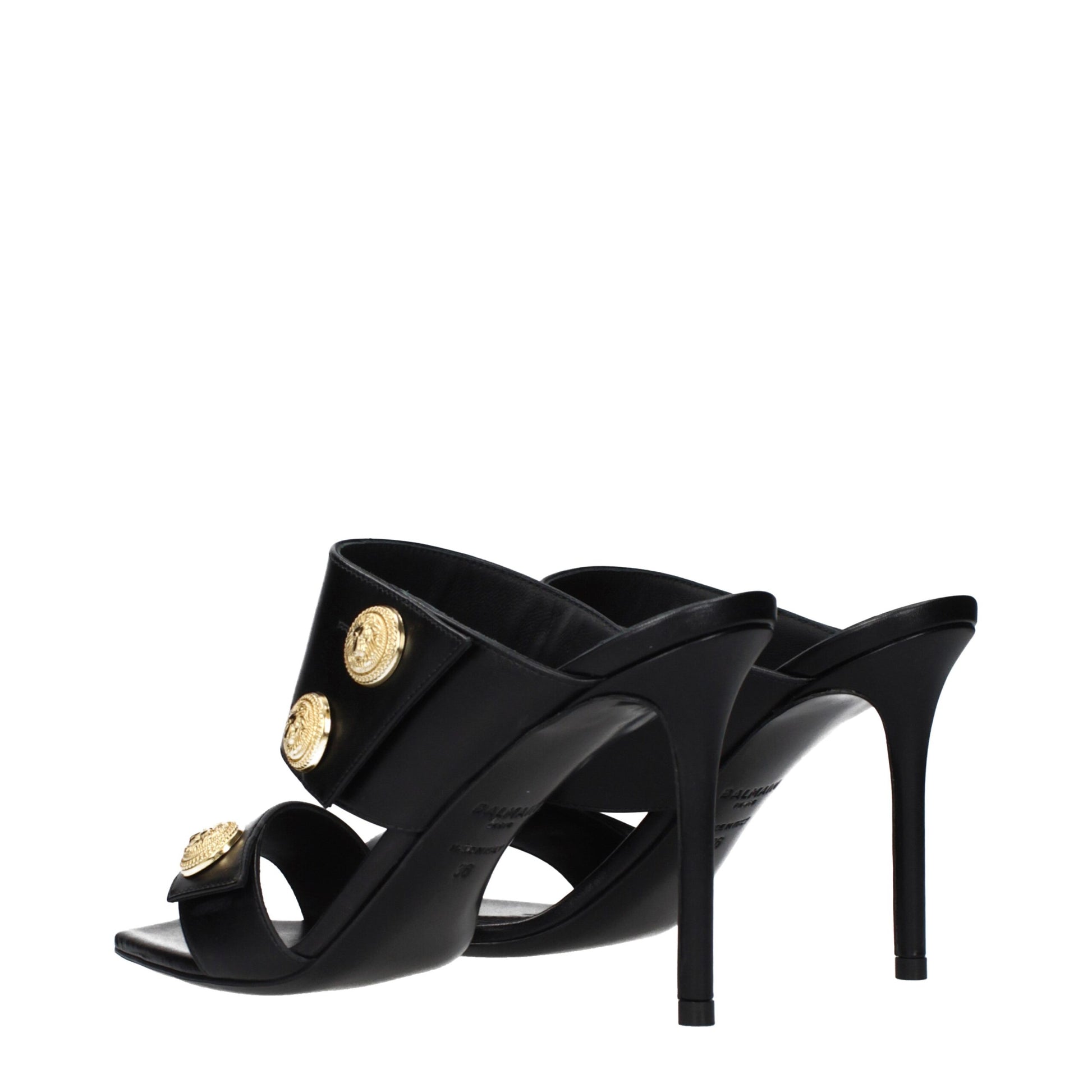 Balmain Black Leather Stiletto Heel Sandals | Regal Royce