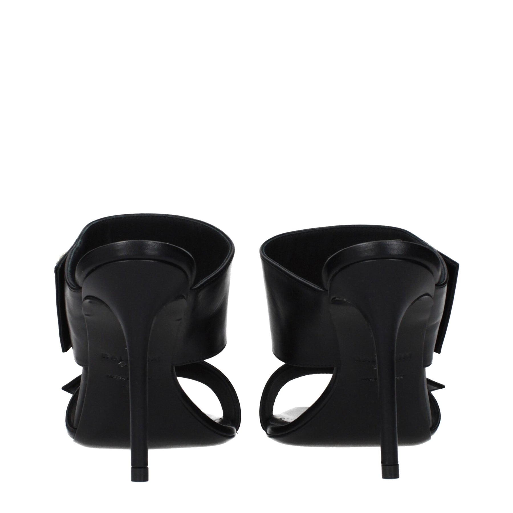 Balmain Black Leather Stiletto Heel Sandals | Regal Royce