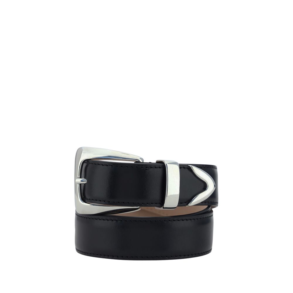 Khaite Black Calf Leather Bos Taurus Regular Belt | Regal Royce