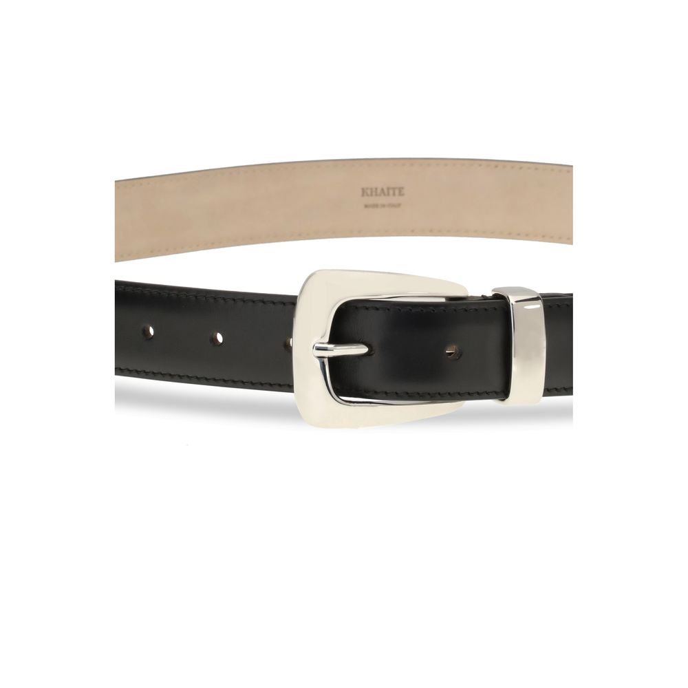 Khaite Black Calf Leather Bos Taurus Regular Belt | Regal Royce