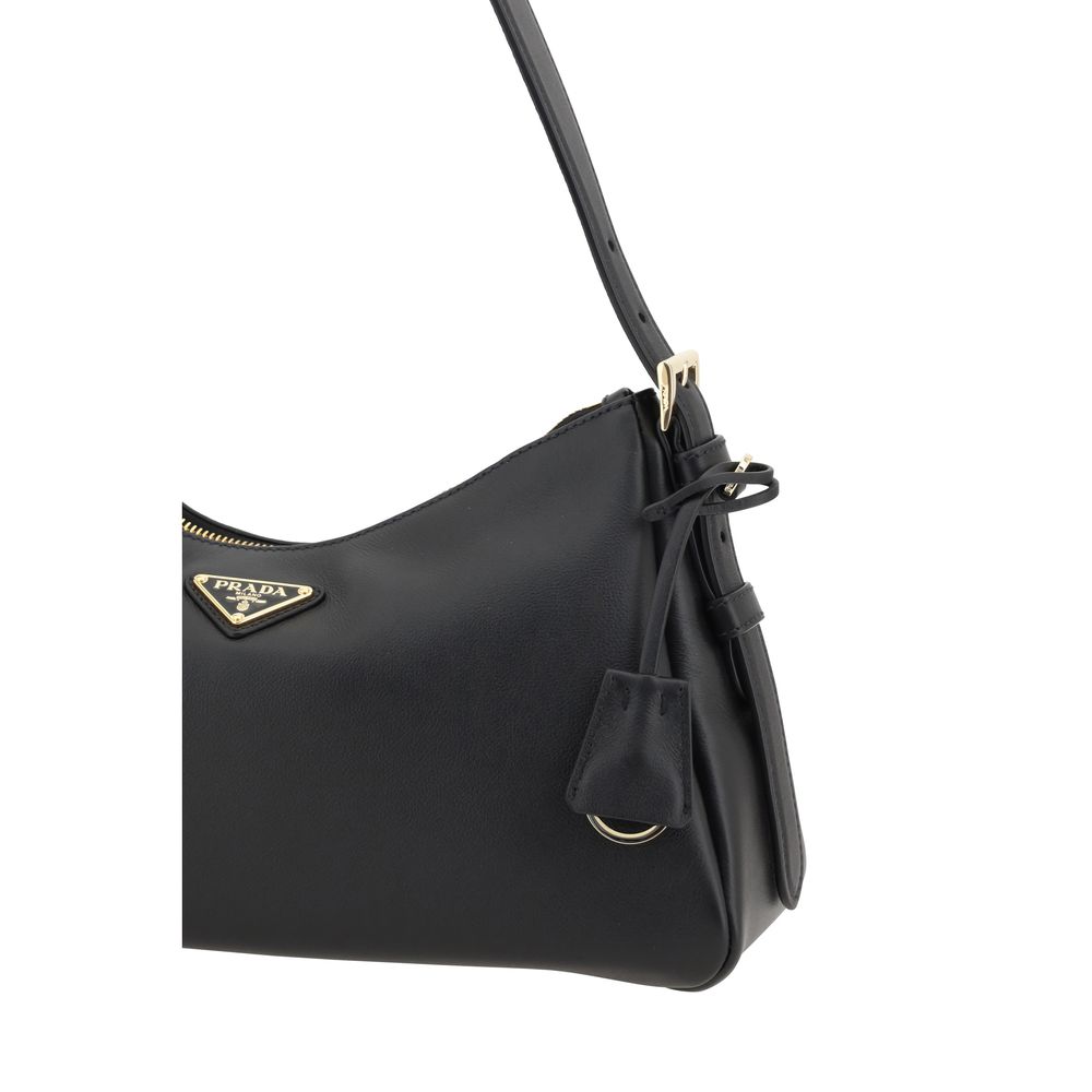 Prada Black Calf Leather Bos Taurus Shoulder Bag