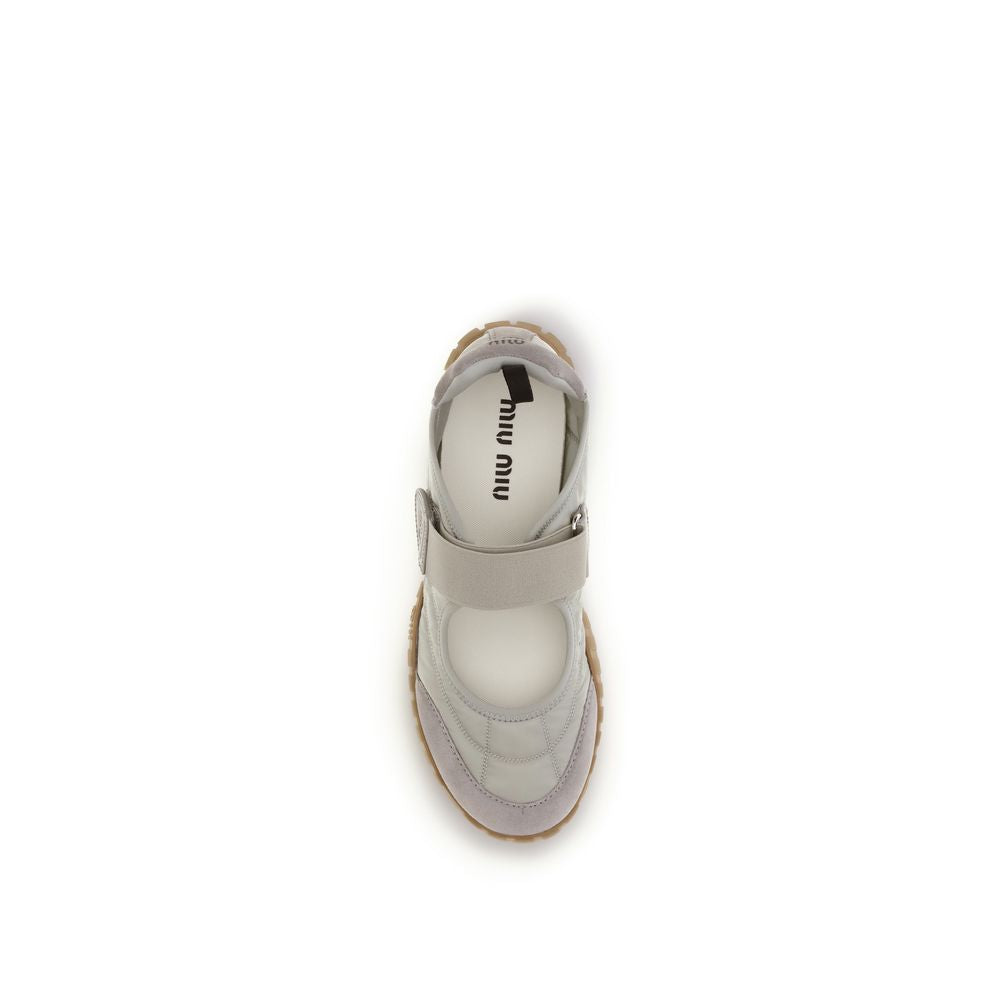Miu Miu Gray Recycled Polyamide Ballet Flats | Regal Royce