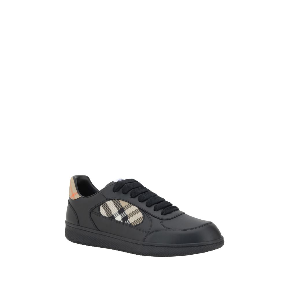 Burberry Black Calf Leather Bos Taurus Low Top Sneakers | Regal Royce