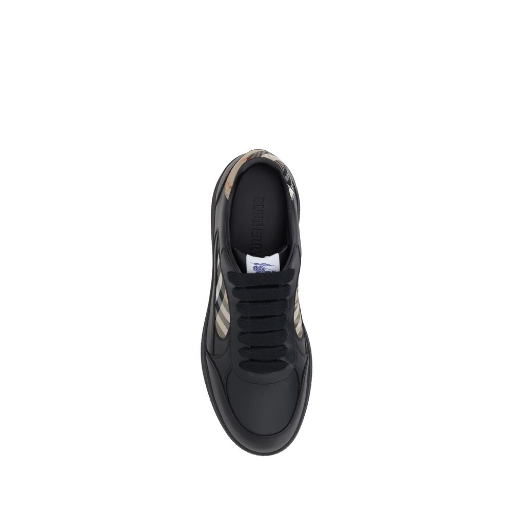 Burberry Black Calf Leather Bos Taurus Low Top Sneakers | Regal Royce