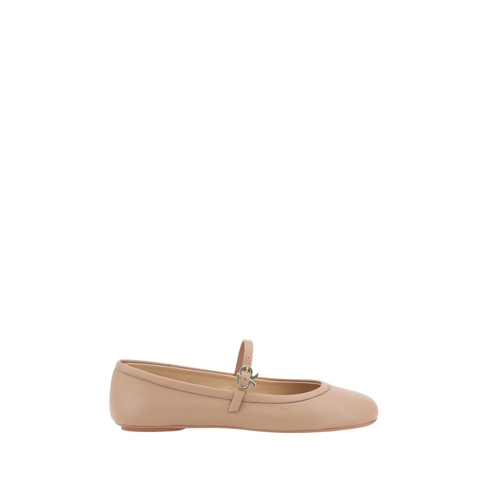 Gianvito Rossi Beige Calf Leather Bos Taurus Ballet Flats | Regal Royce