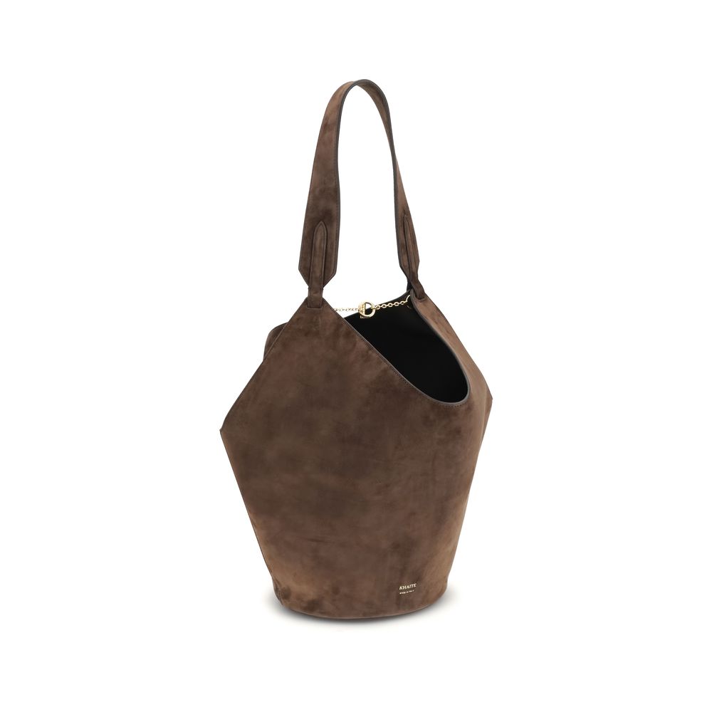 Khaite Brown Calf Leather Bos Taurus Shoulder Bag | Regal Royce