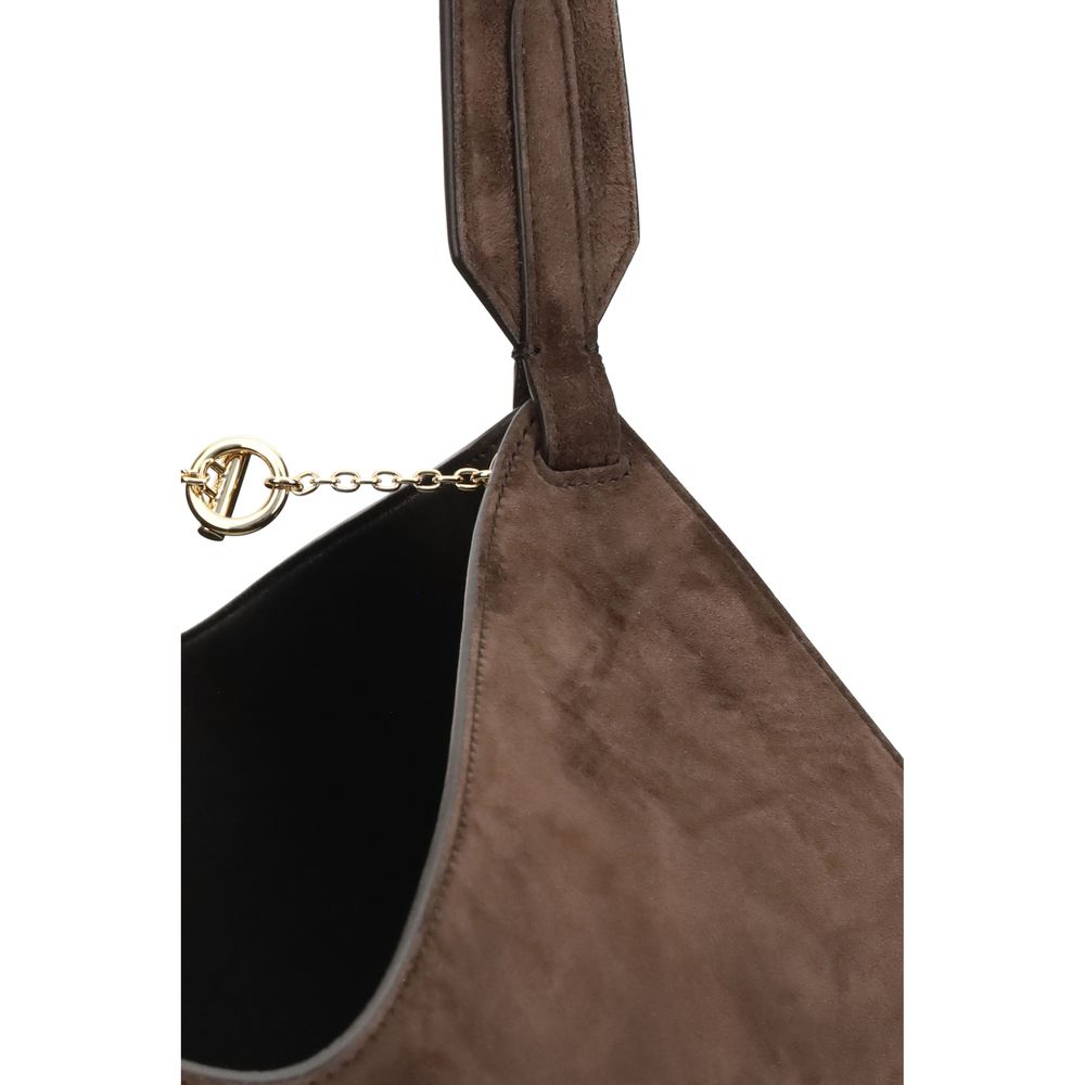 Khaite Brown Calf Leather Bos Taurus Shoulder Bag | Regal Royce