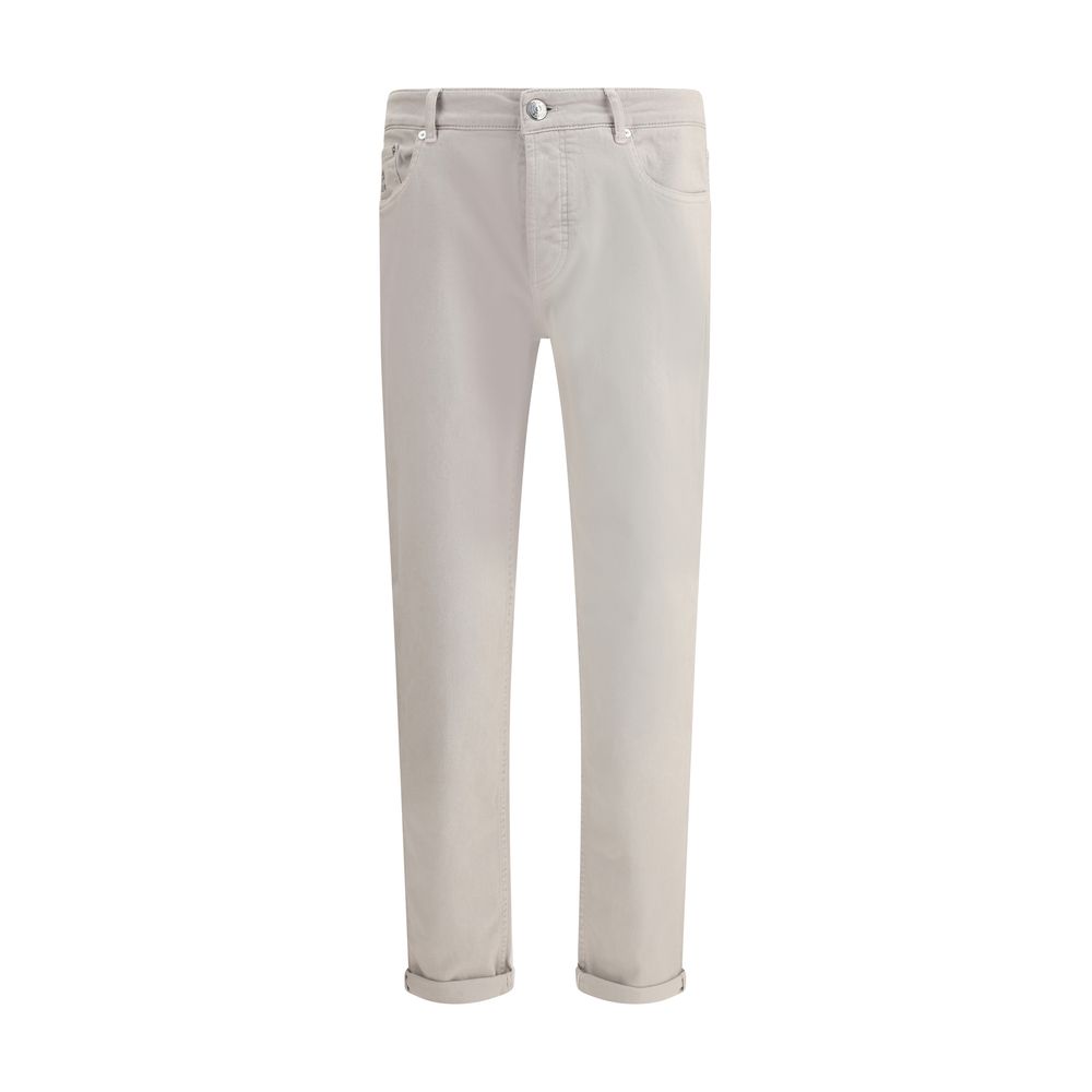 Brunello Cucinelli Beige Cotton Straight-Leg Jeans | Regal Royce