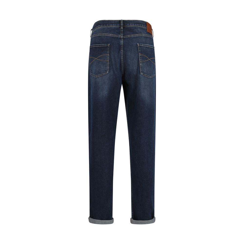 Brunello Cucinelli Blue Cotton Straight-Leg Jeans