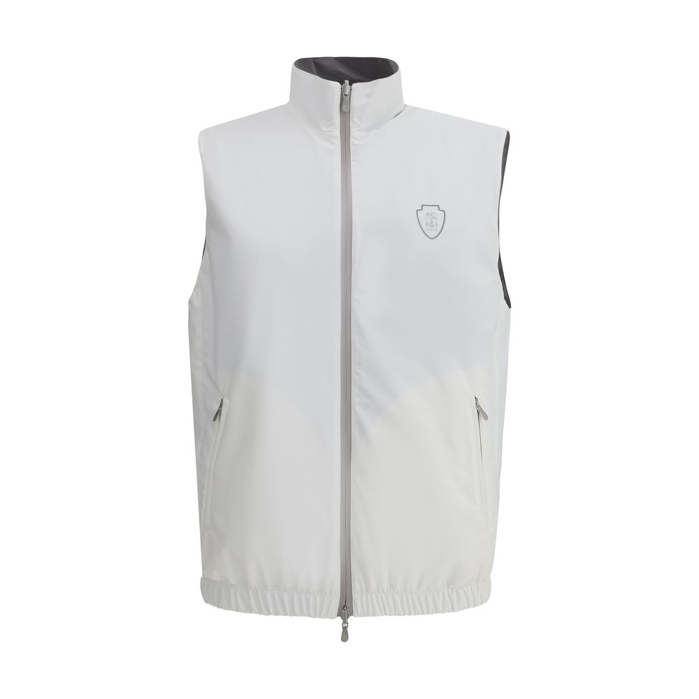 Brunello Cucinelli White Polyamide Sleveless Jacket | Regal Royce