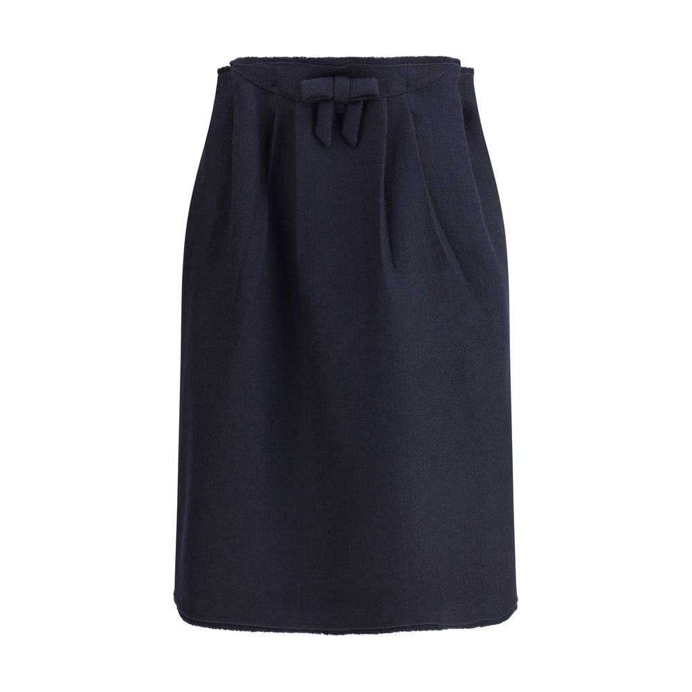 Prada Blue Fleece Wool Midi Skirt | Regal Royce