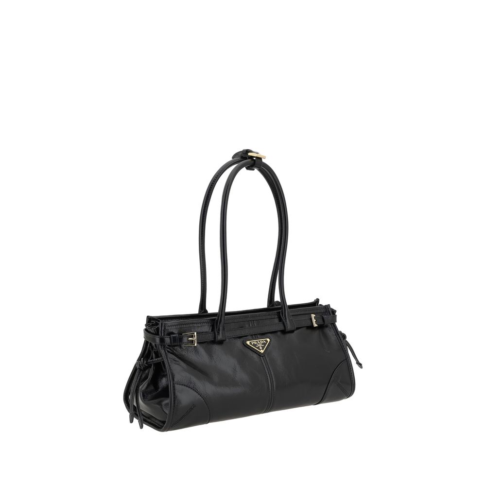 Prada Black Calf Leather Bos Taurus Shoulder Bag