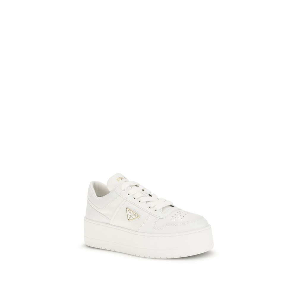Prada White Calf Leather Bos Taurus Platform Sneakers | Regal Royce