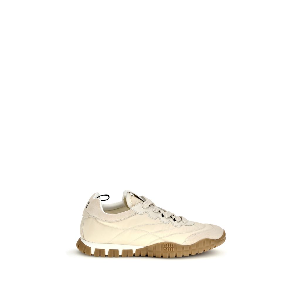 Miu Miu Cream Recycled Polyamide Athletic Sneakers | Regal Royce