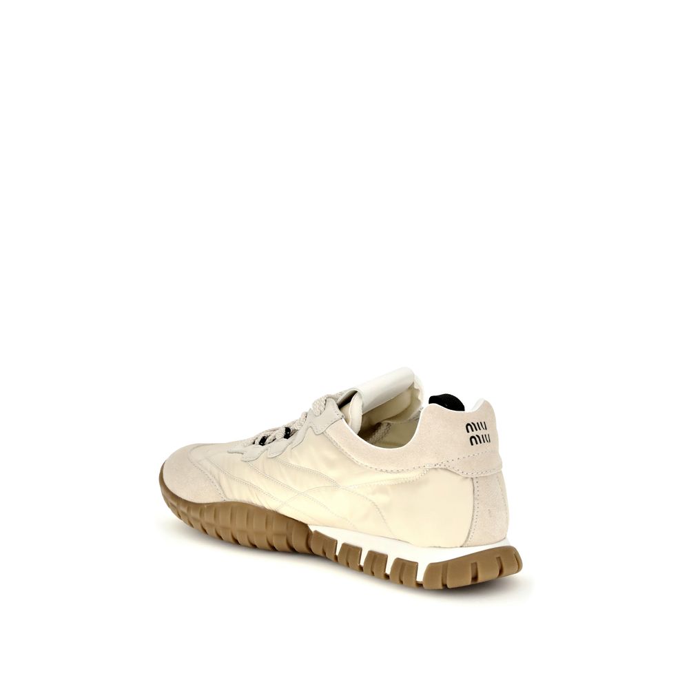 Miu Miu Cream Recycled Polyamide Athletic Sneakers | Regal Royce
